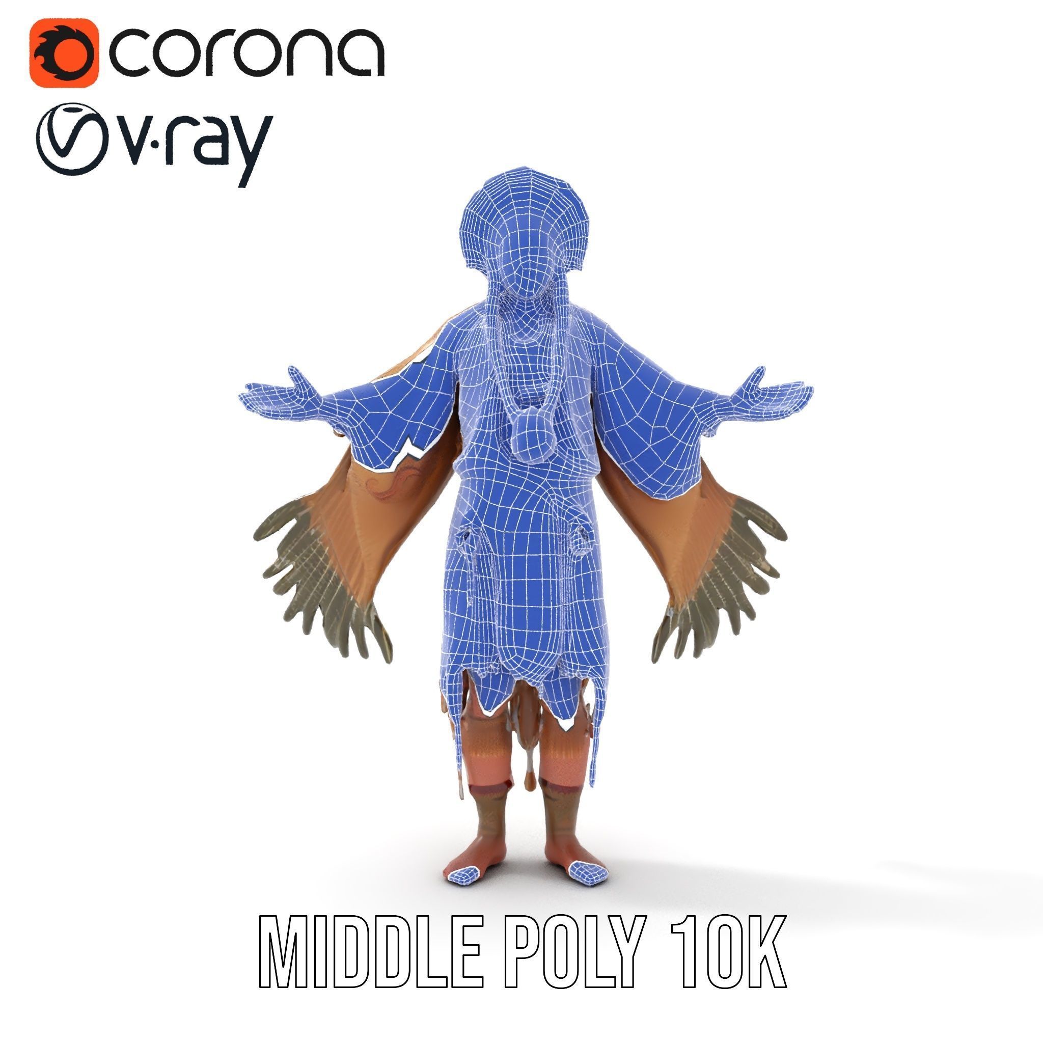 Elder Rigged and Animated Native American Character Model Low-poly 3D model_29