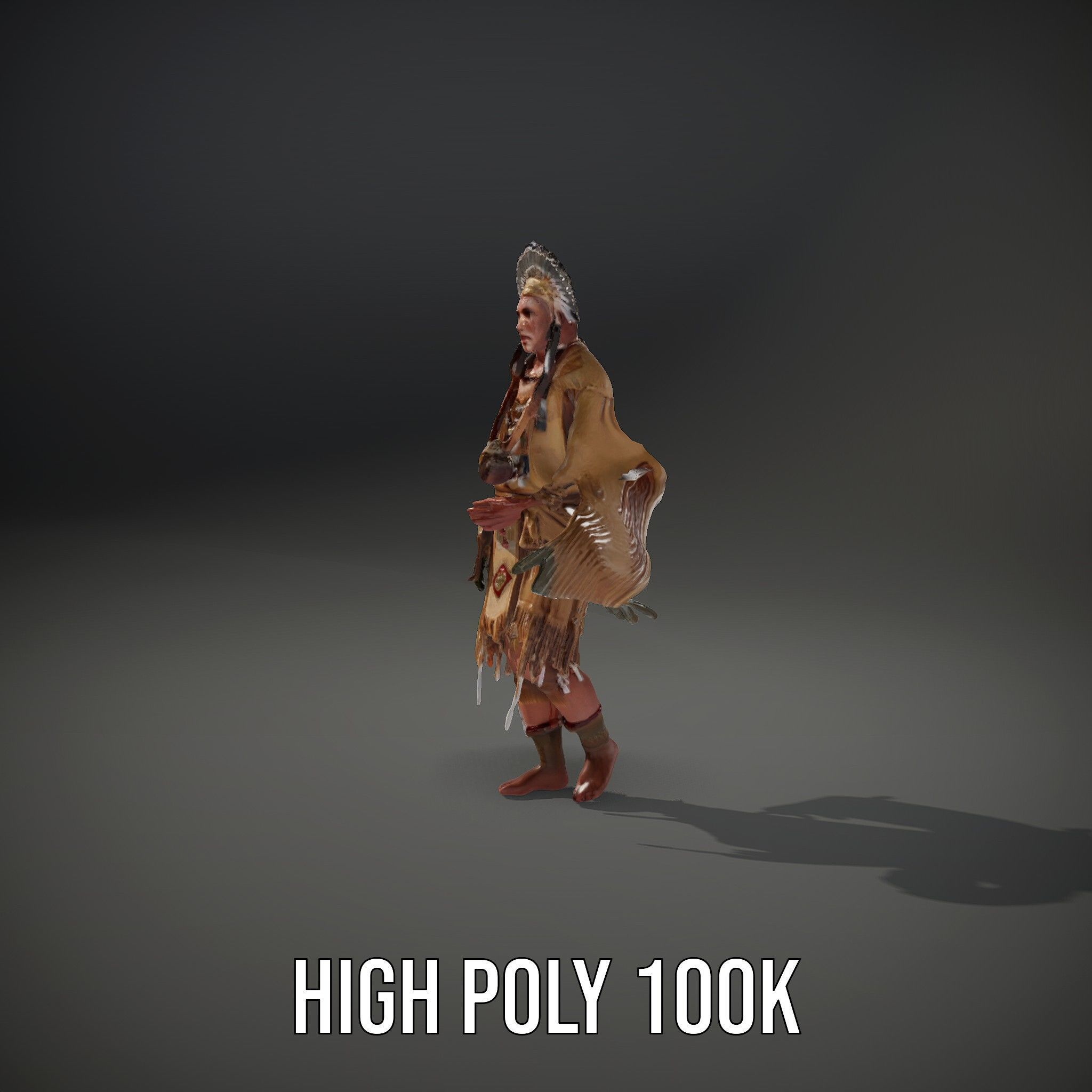 Elder Rigged and Animated Native American Character Model Low-poly 3D model_35
