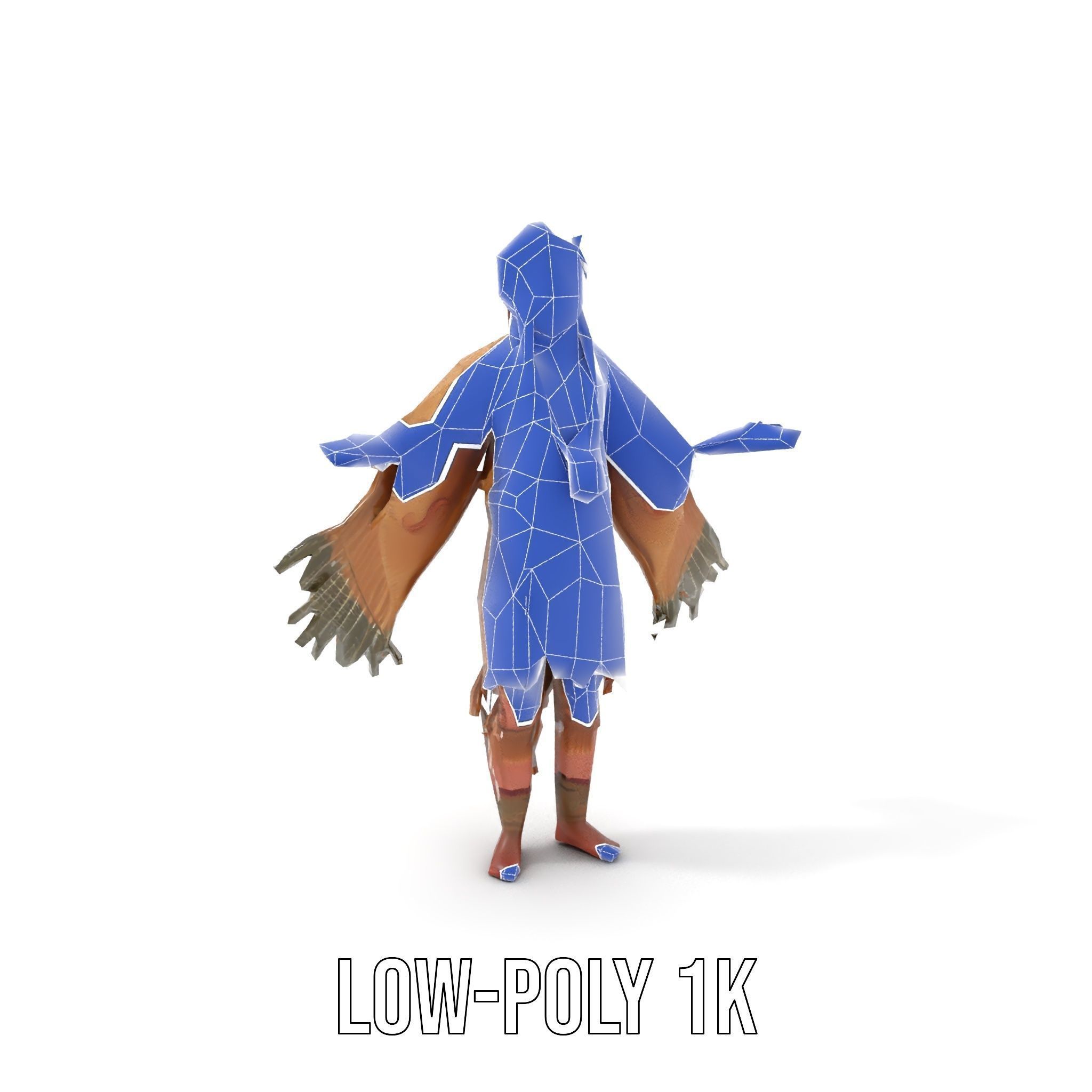 Elder Rigged and Animated Native American Character Model Low-poly 3D model_10