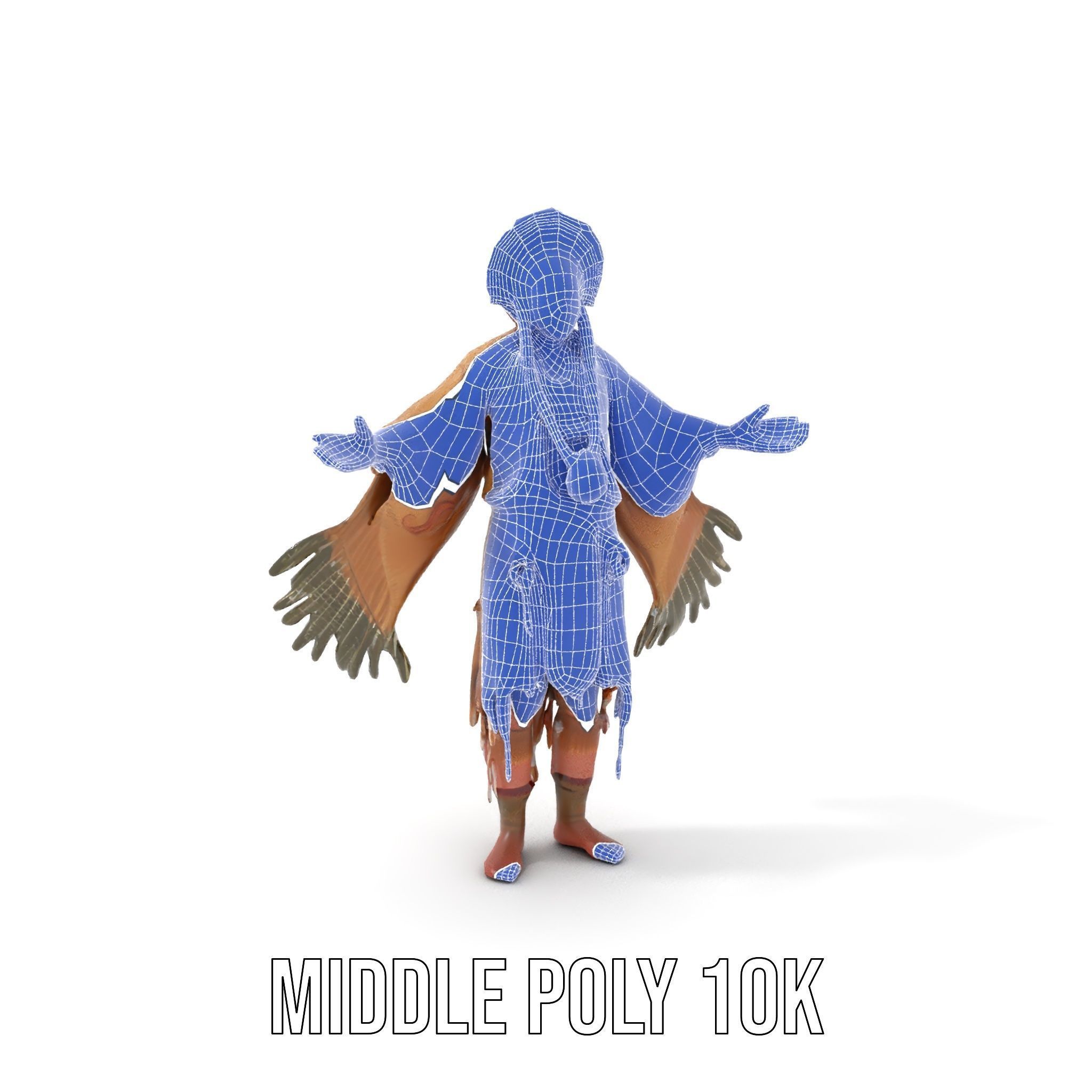 Elder Rigged and Animated Native American Character Model Low-poly 3D model_14