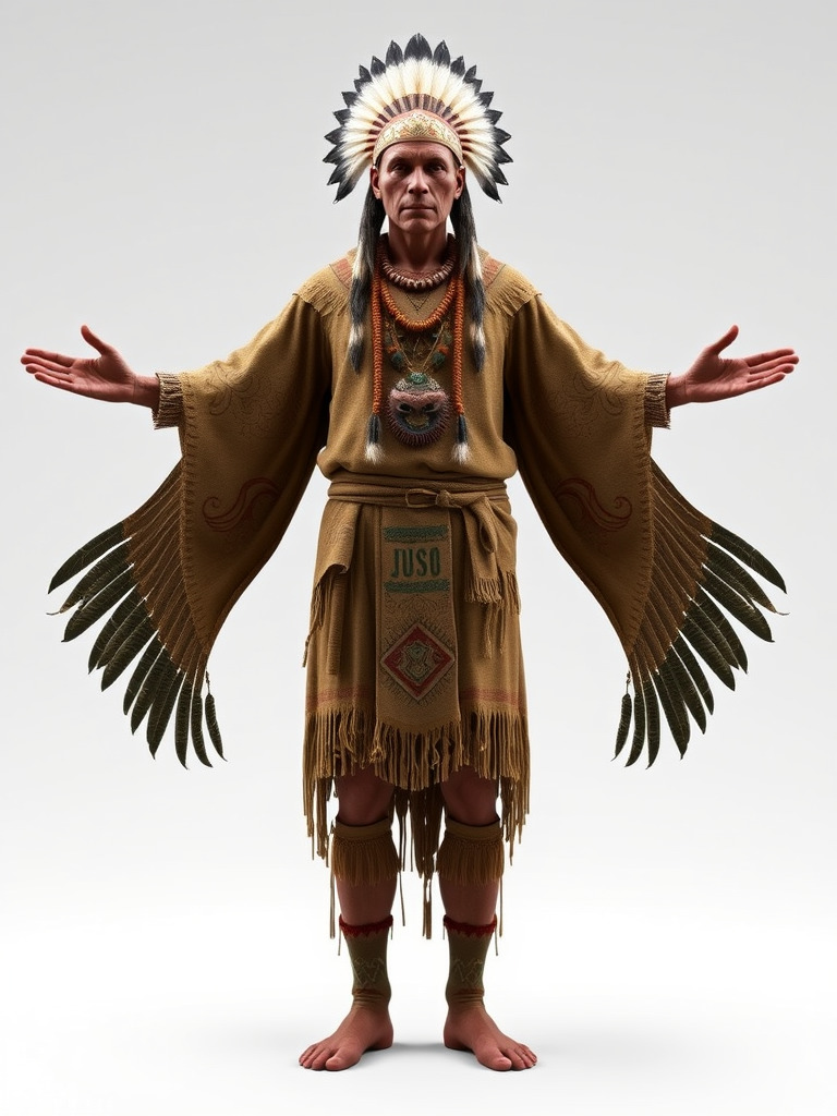 Elder Rigged and Animated Native American Character Model Low-poly 3D model_2