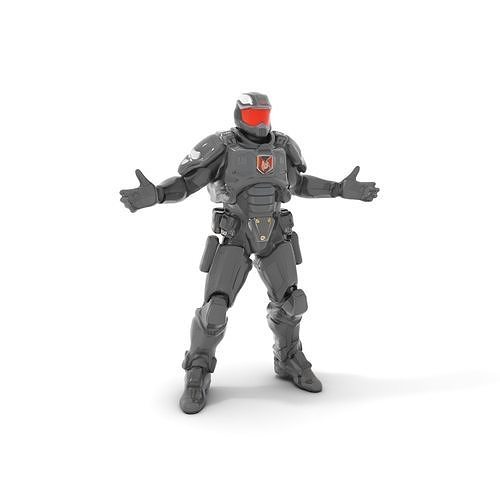 Futuristic Armored Soldier Rigged and Animated D Model Low-poly 3D model