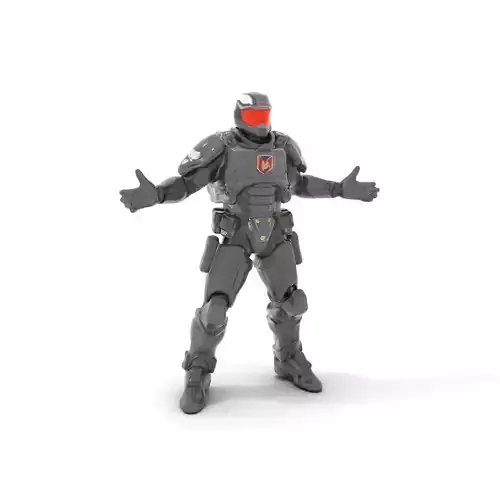 Futuristic Armored Soldier Rigged and Animated D Model