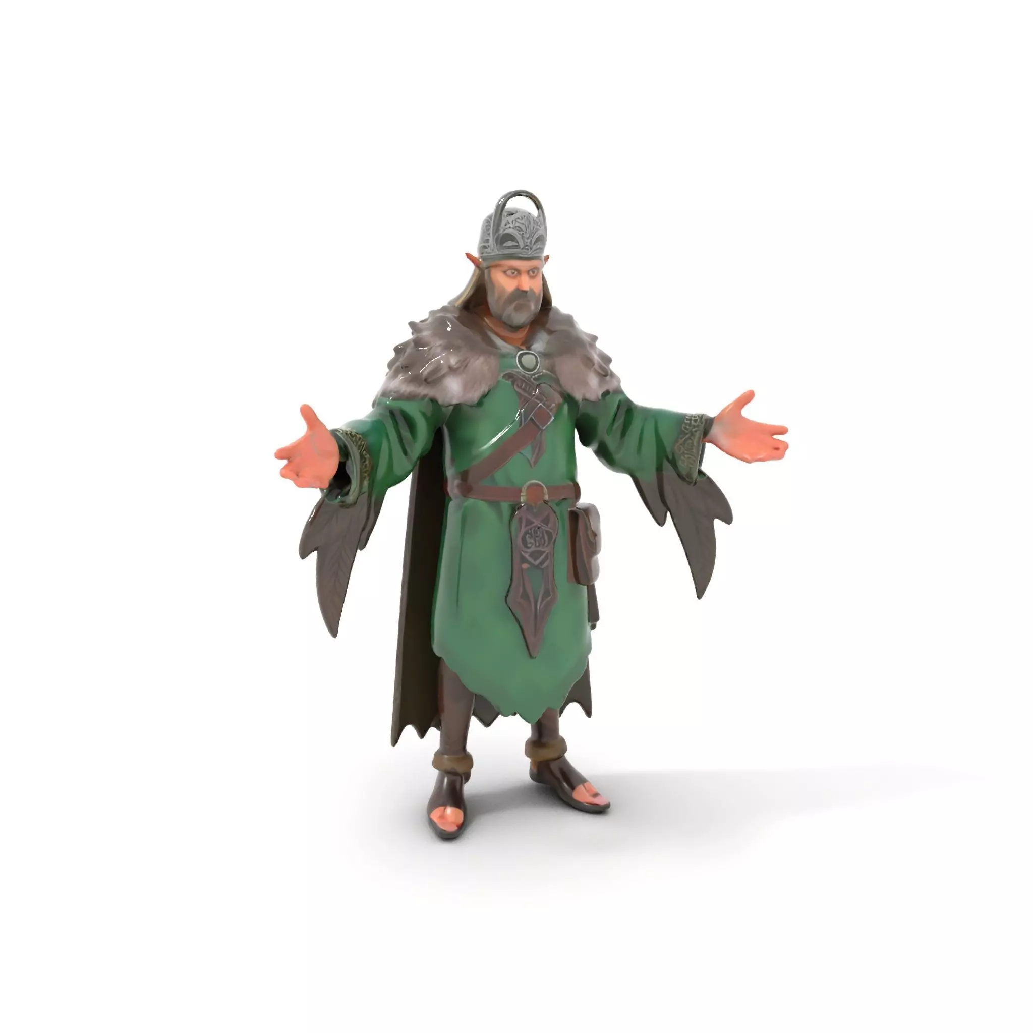 Elderly Wizard Character Model Rigged and Animated Low-poly 3D model