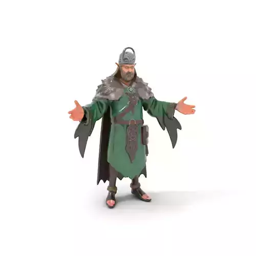 Elderly Wizard Character Model Rigged and Animated
