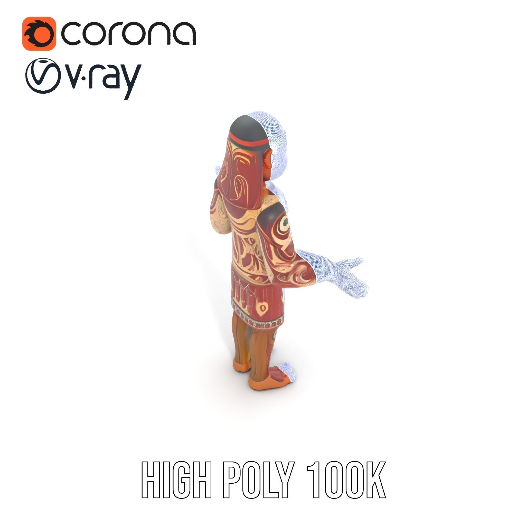 Ancient Tribal Warrior D Character Model Rigged and Animated Low-poly 3D model_25