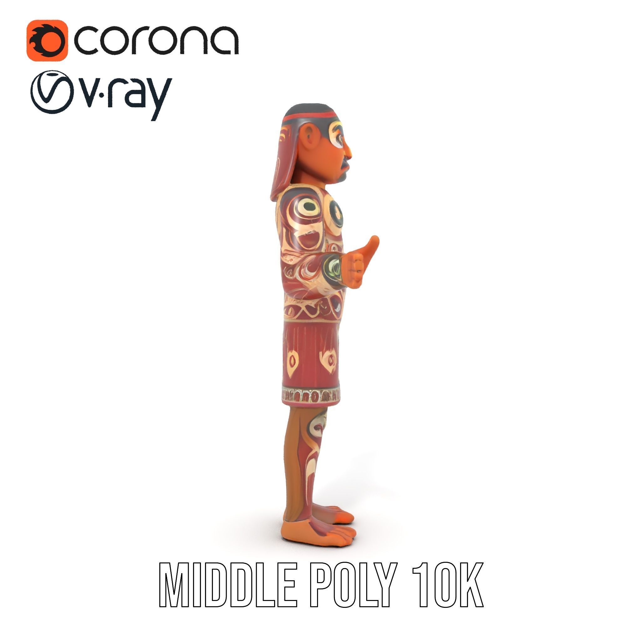Ancient Tribal Warrior D Character Model Rigged and Animated Low-poly 3D model_20