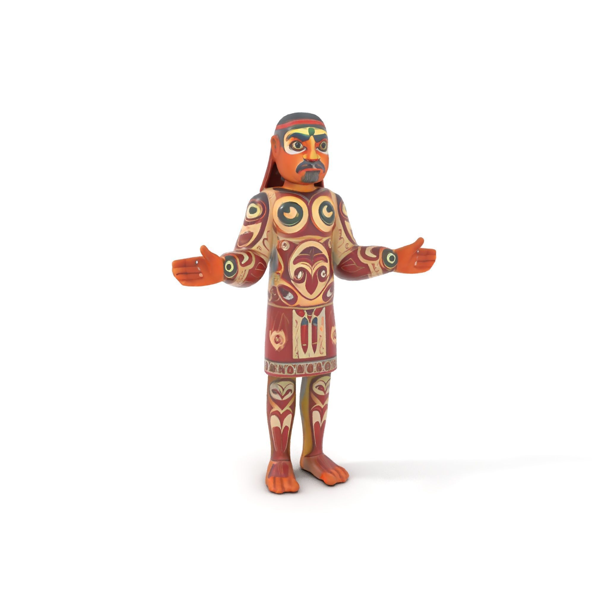 Ancient Tribal Warrior D Character Model Rigged and Animated Low-poly 3D model_14