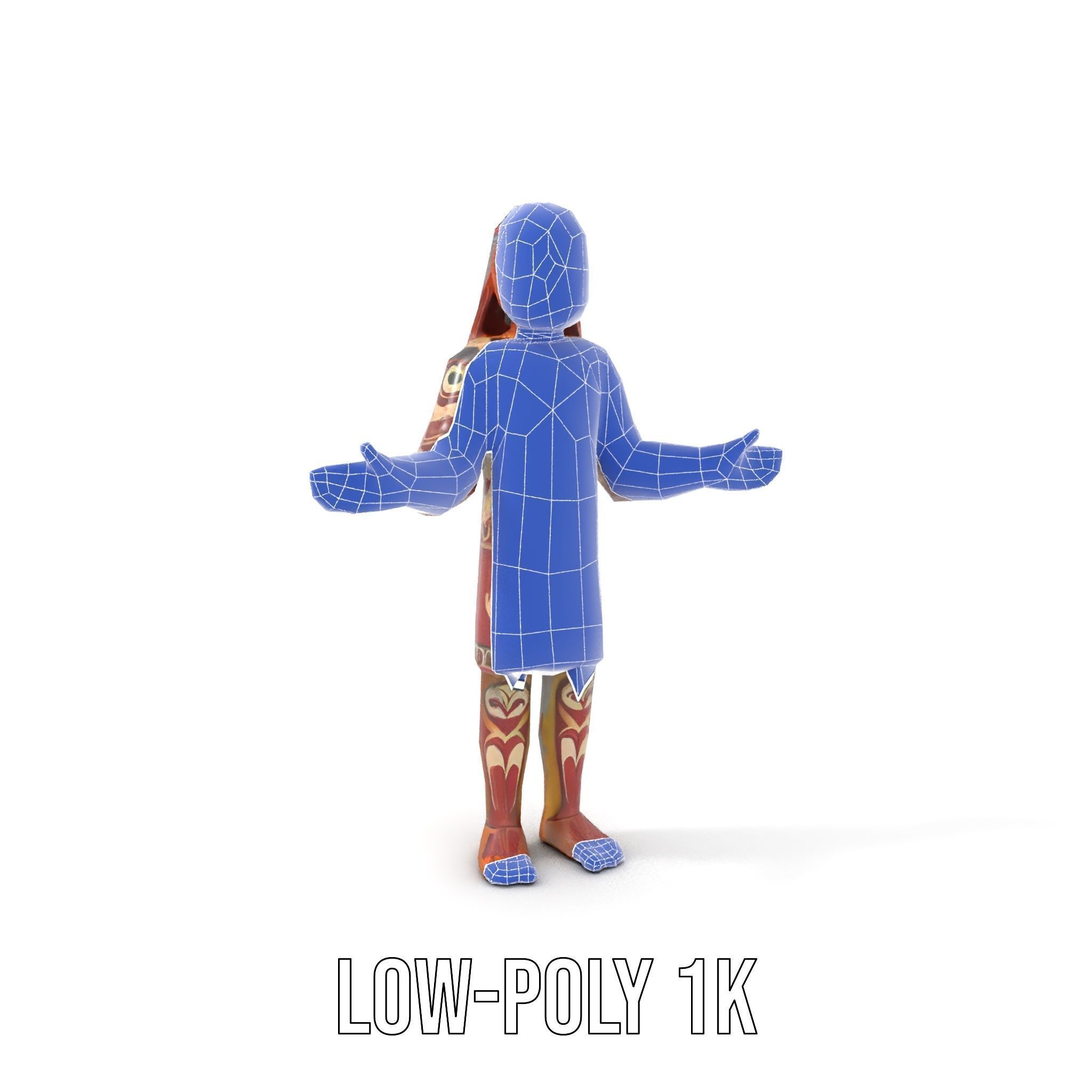 Ancient Tribal Warrior D Character Model Rigged and Animated Low-poly 3D model_30