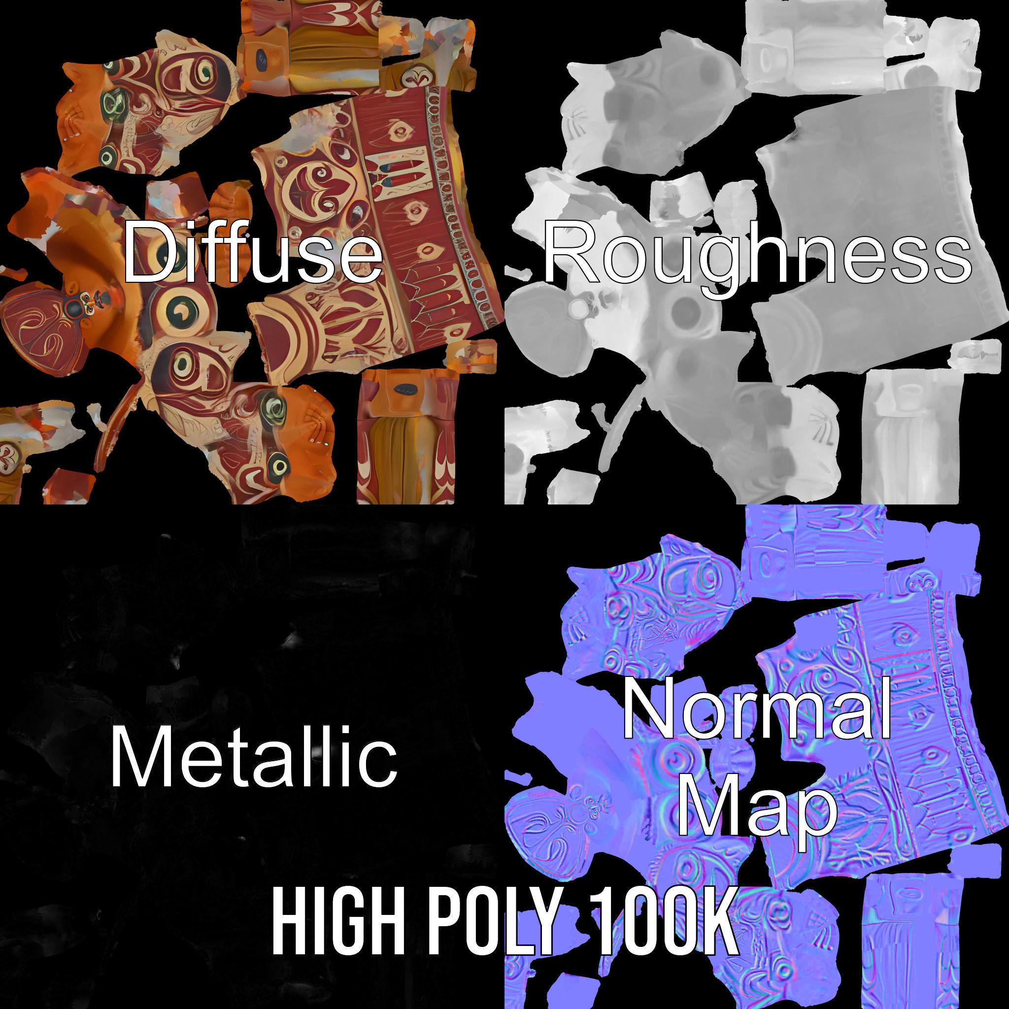 Ancient Tribal Warrior D Character Model Rigged and Animated Low-poly 3D model_3