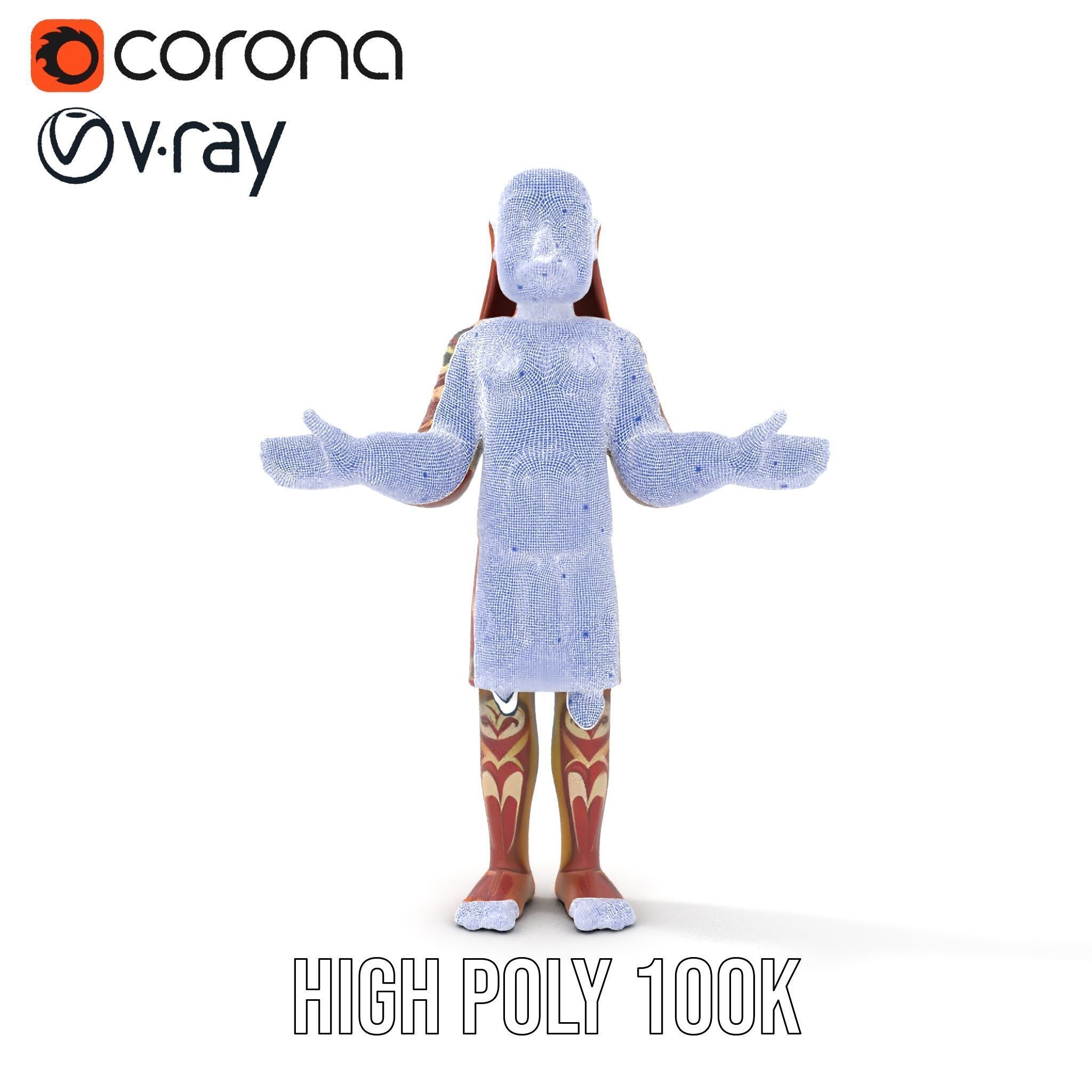 Ancient Tribal Warrior D Character Model Rigged and Animated Low-poly 3D model_33