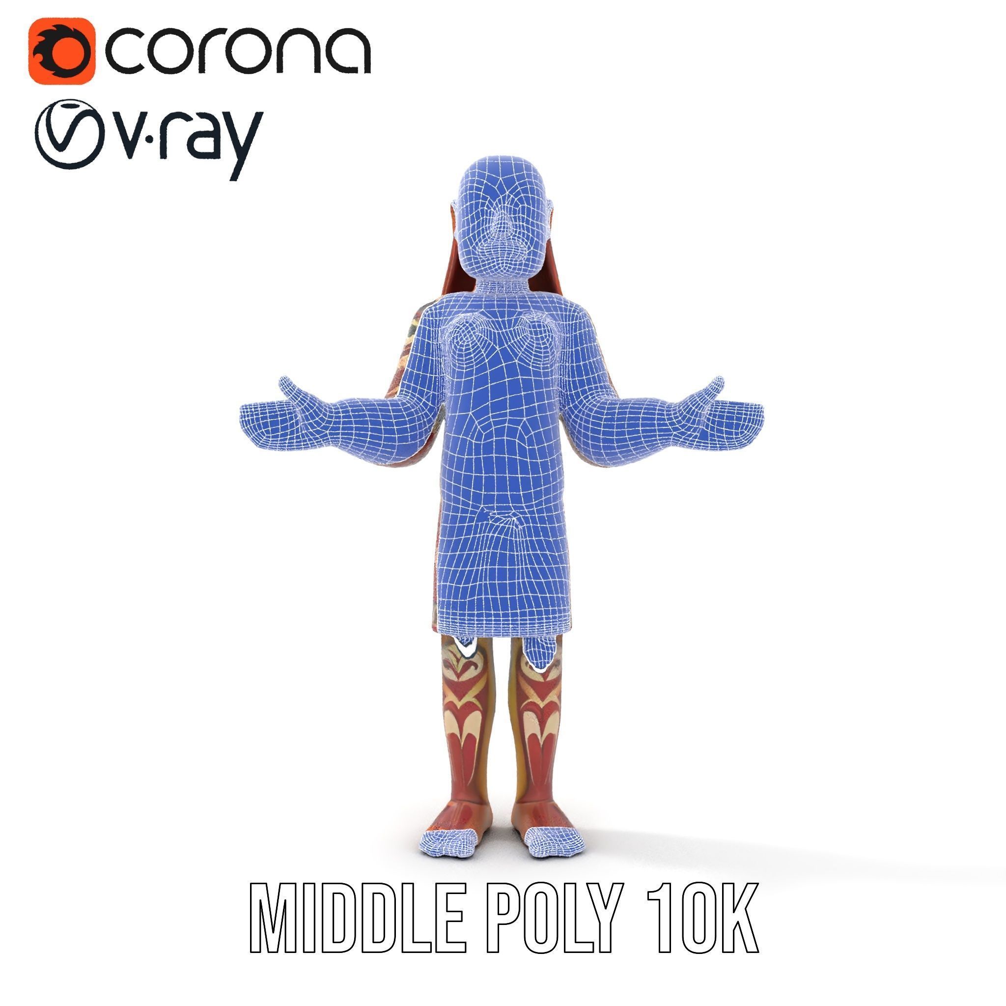 Ancient Tribal Warrior D Character Model Rigged and Animated Low-poly 3D model_12