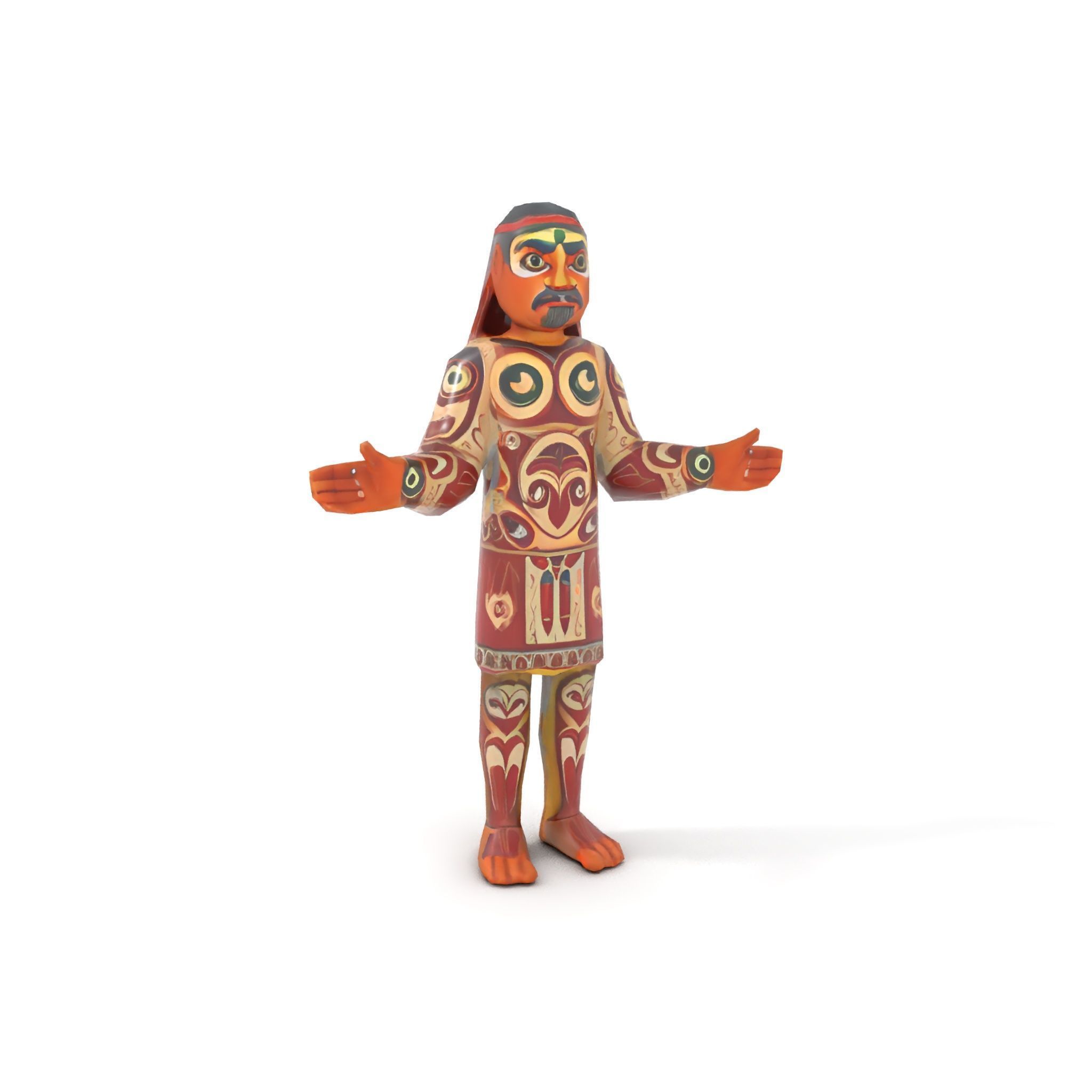 Ancient Tribal Warrior D Character Model Rigged and Animated Low-poly 3D model_7