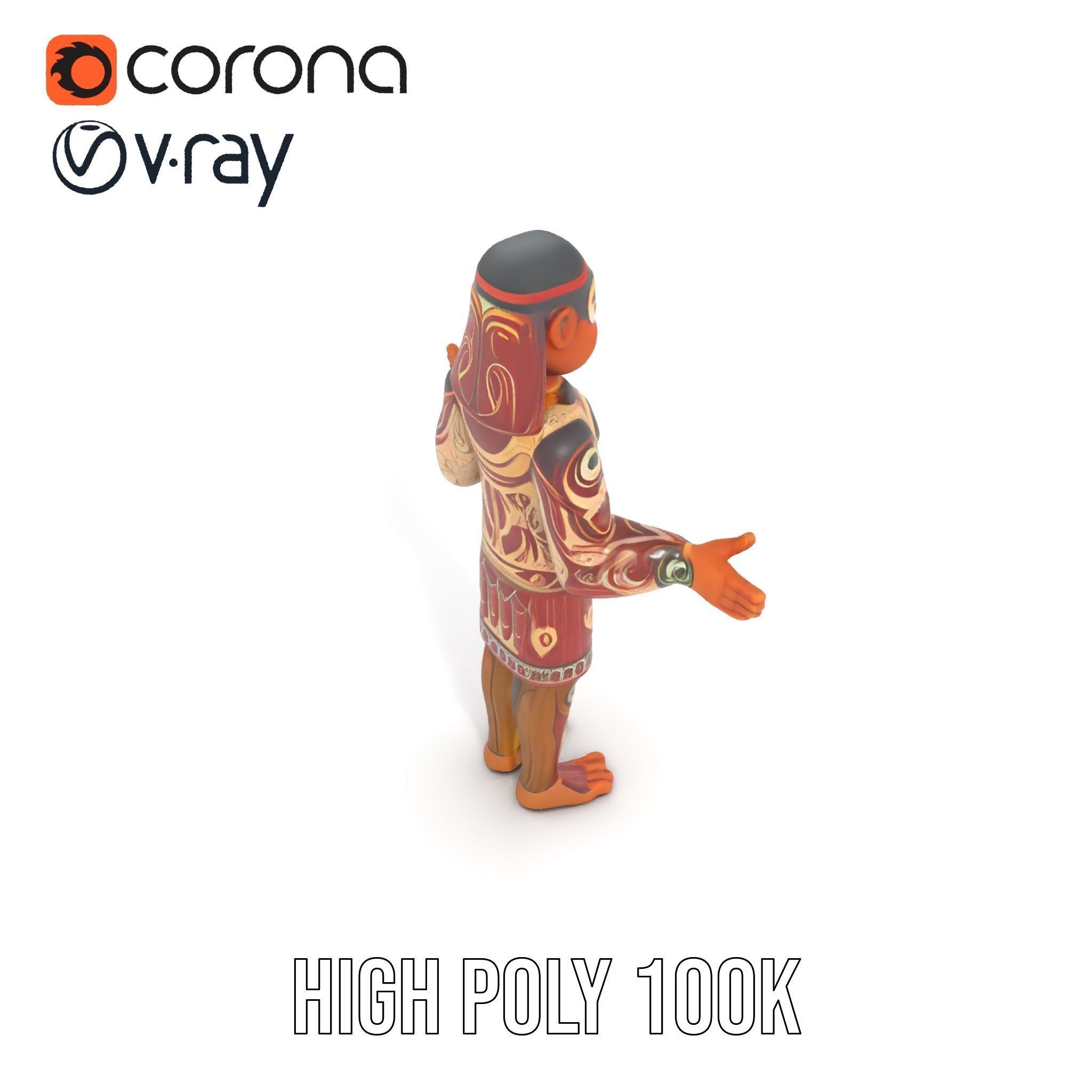 Ancient Tribal Warrior D Character Model Rigged and Animated Low-poly 3D model_19