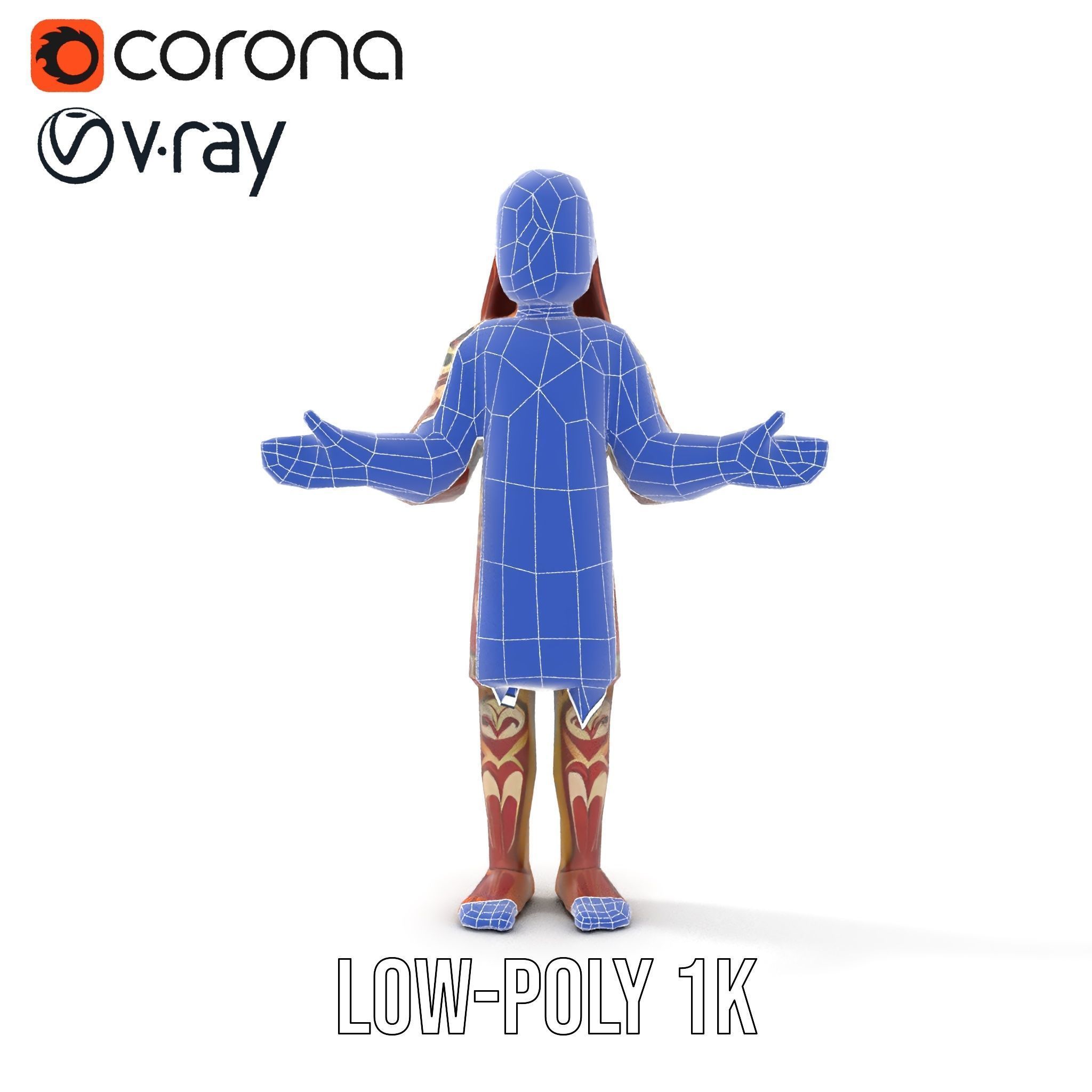 Ancient Tribal Warrior D Character Model Rigged and Animated Low-poly 3D model_18