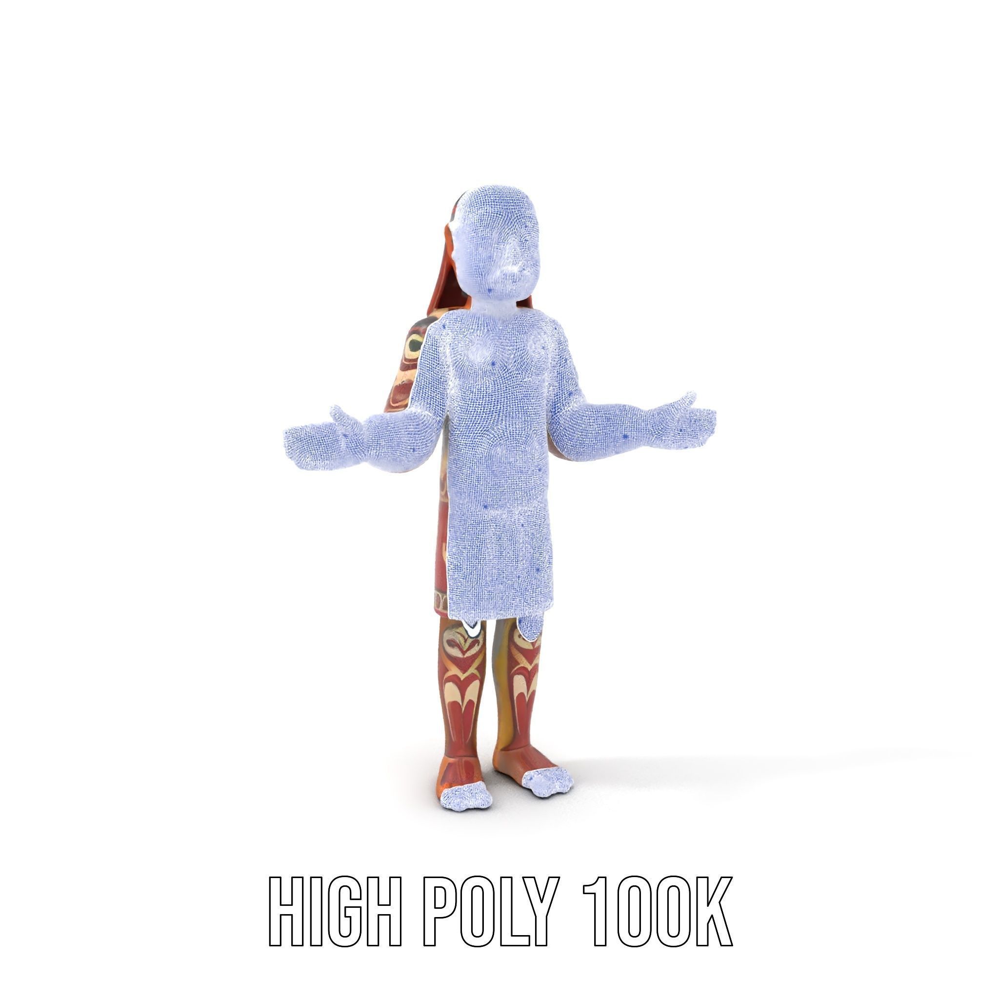 Ancient Tribal Warrior D Character Model Rigged and Animated Low-poly 3D model_4