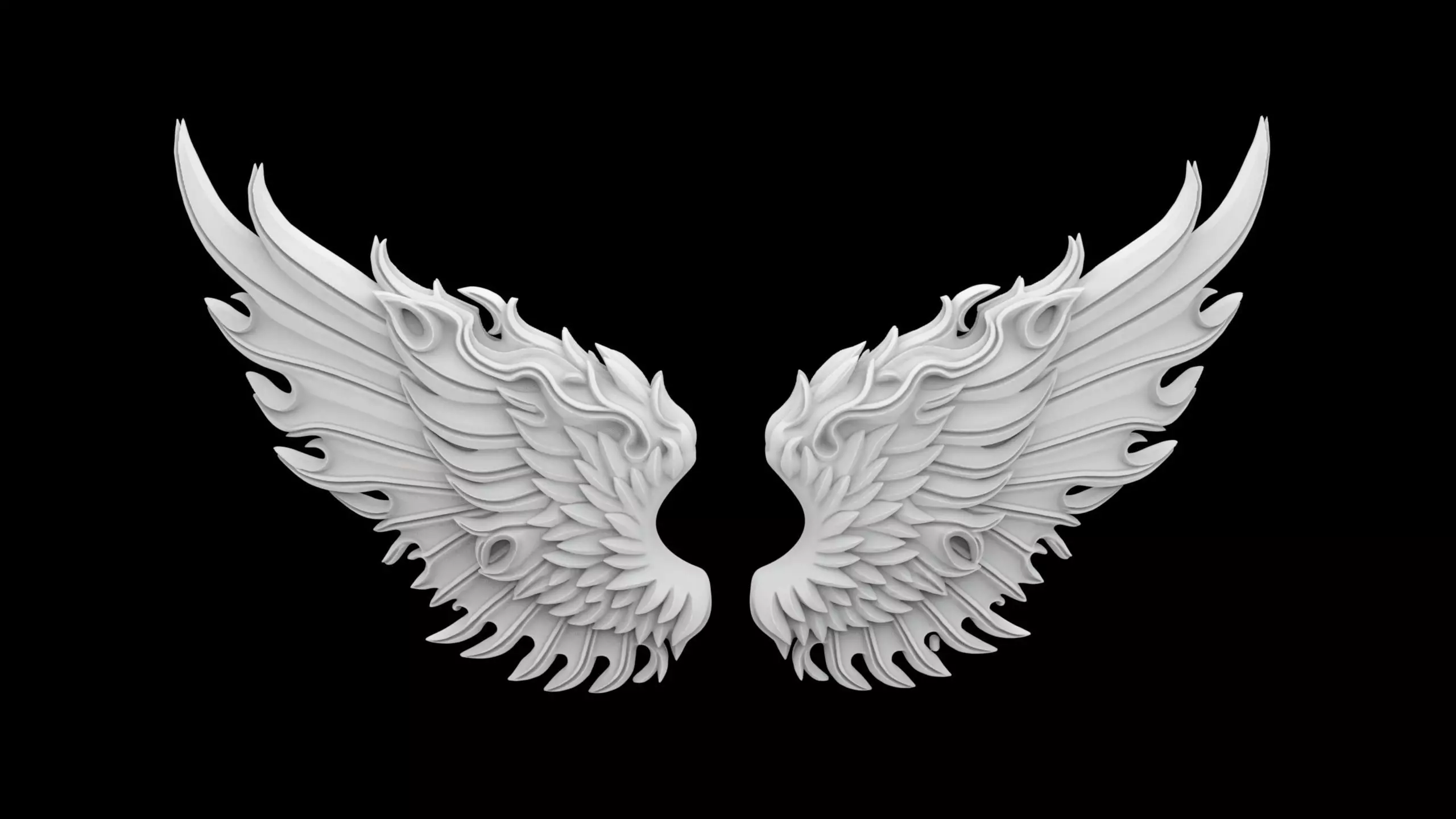 Fiery Angel Wings Flame Touched Feather 3D print model