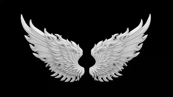 Fiery Angel Wings Flame Touched Feather