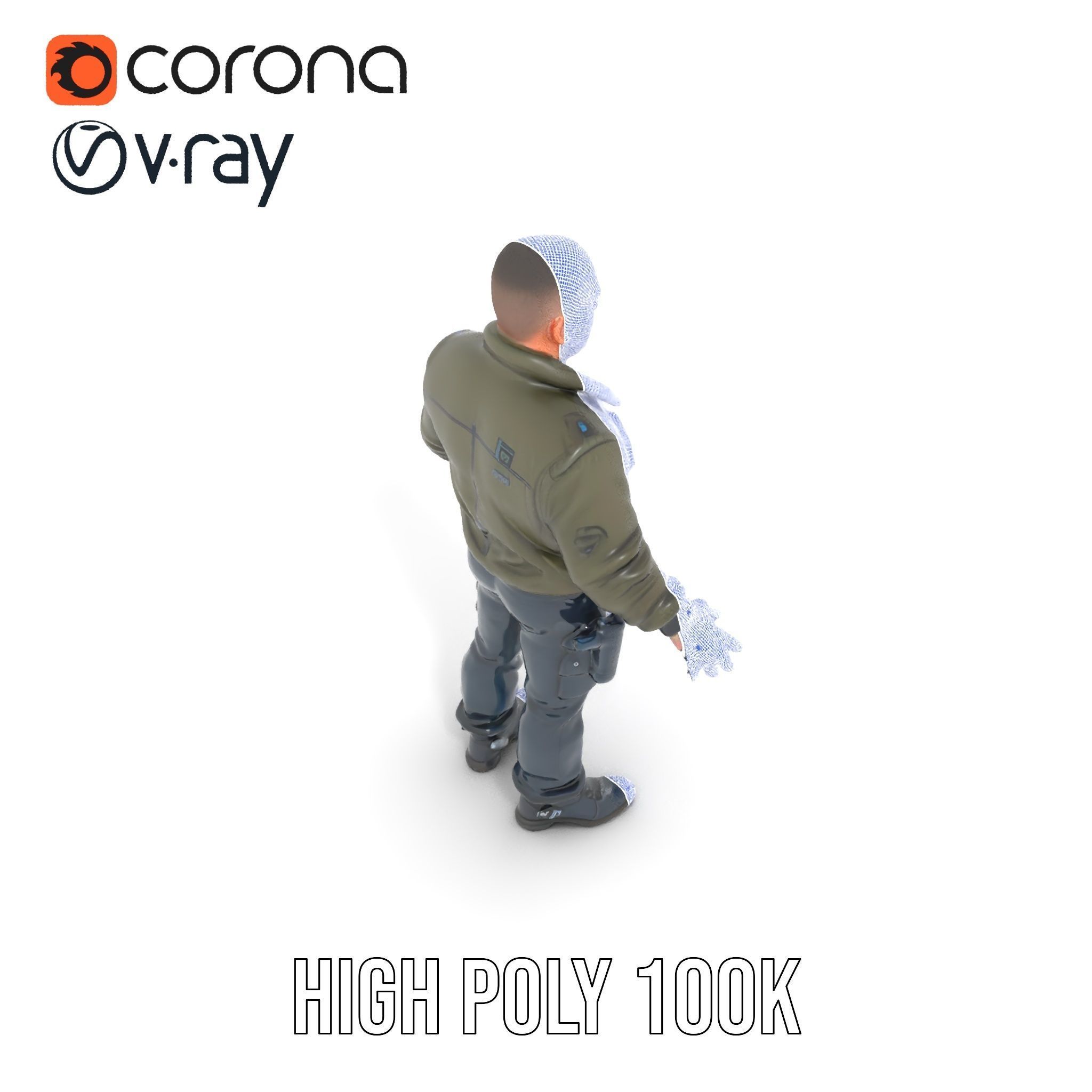 Military Operative Rigged and Animated D Character Model Low-poly 3D model_35