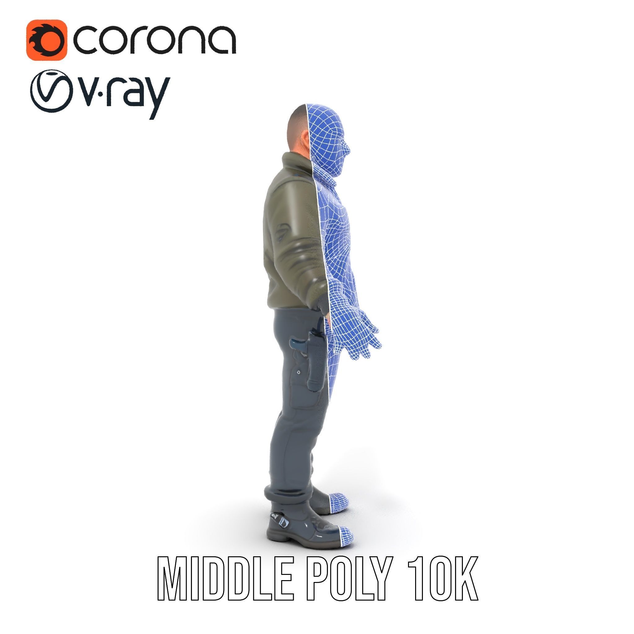 Military Operative Rigged and Animated D Character Model Low-poly 3D model_32