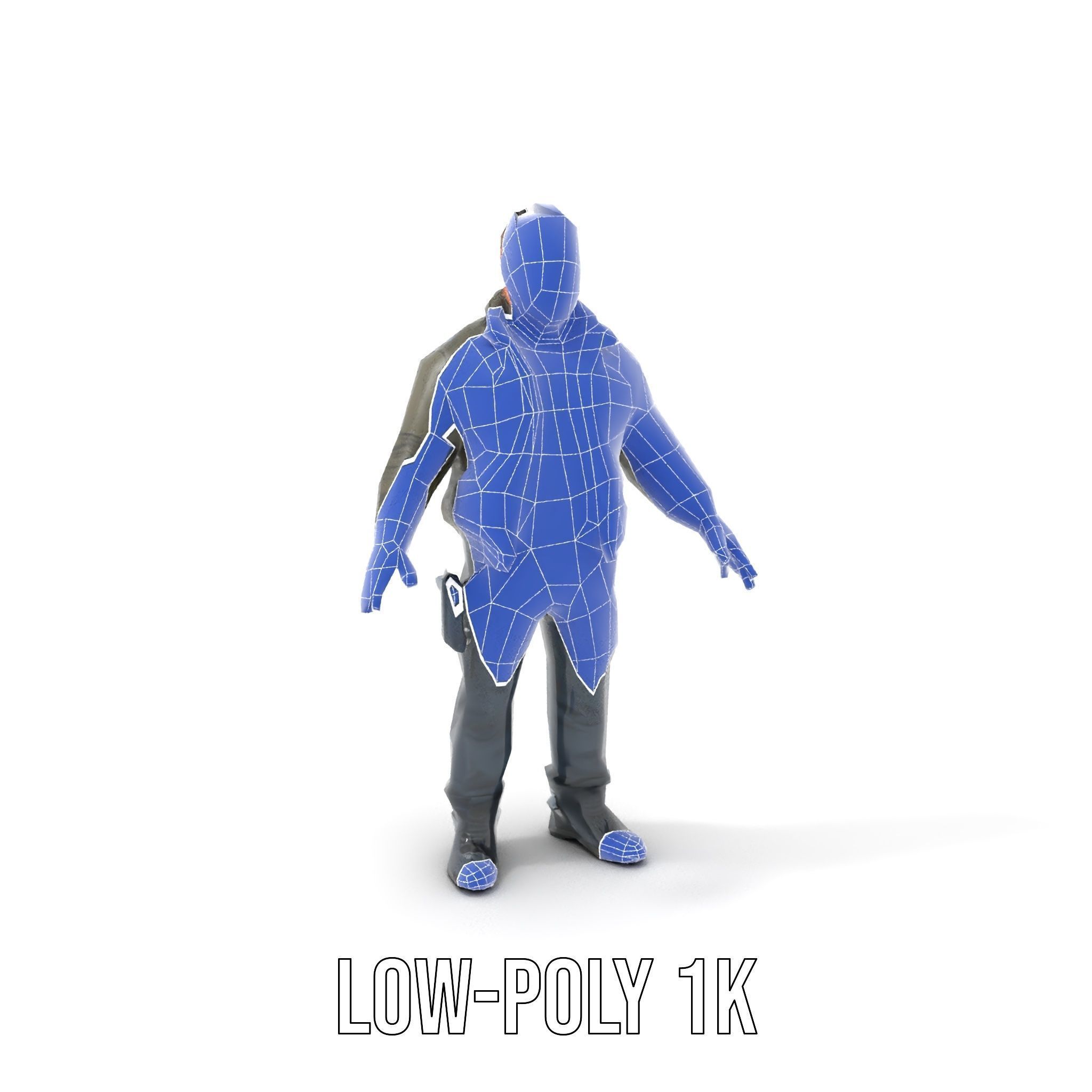 Military Operative Rigged and Animated D Character Model Low-poly 3D model_16