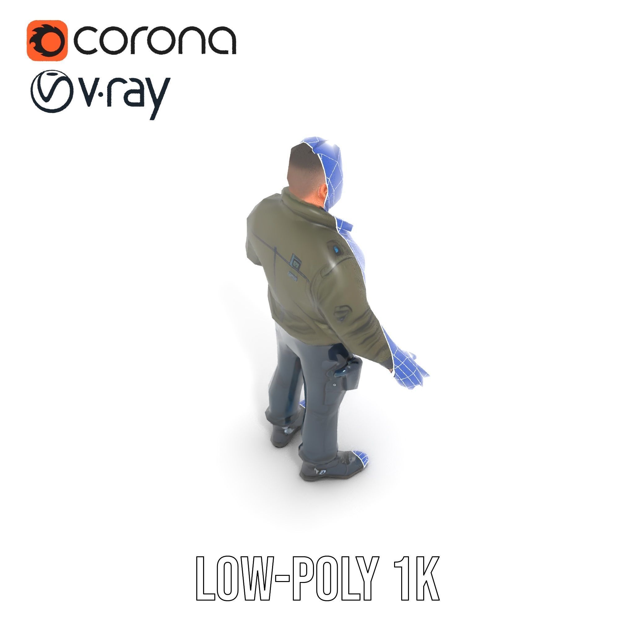 Military Operative Rigged and Animated D Character Model Low-poly 3D model_24