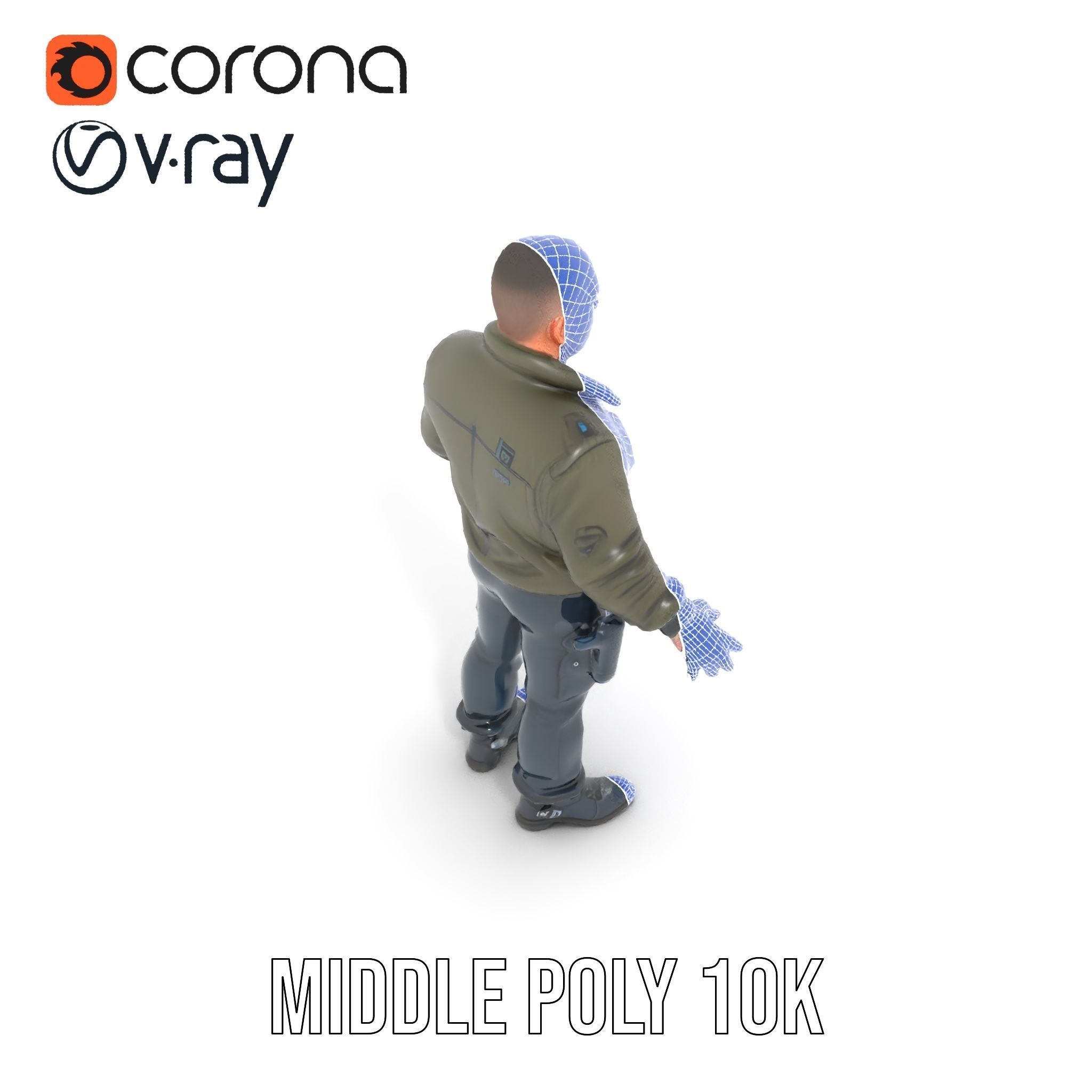 Military Operative Rigged and Animated D Character Model Low-poly 3D model_34