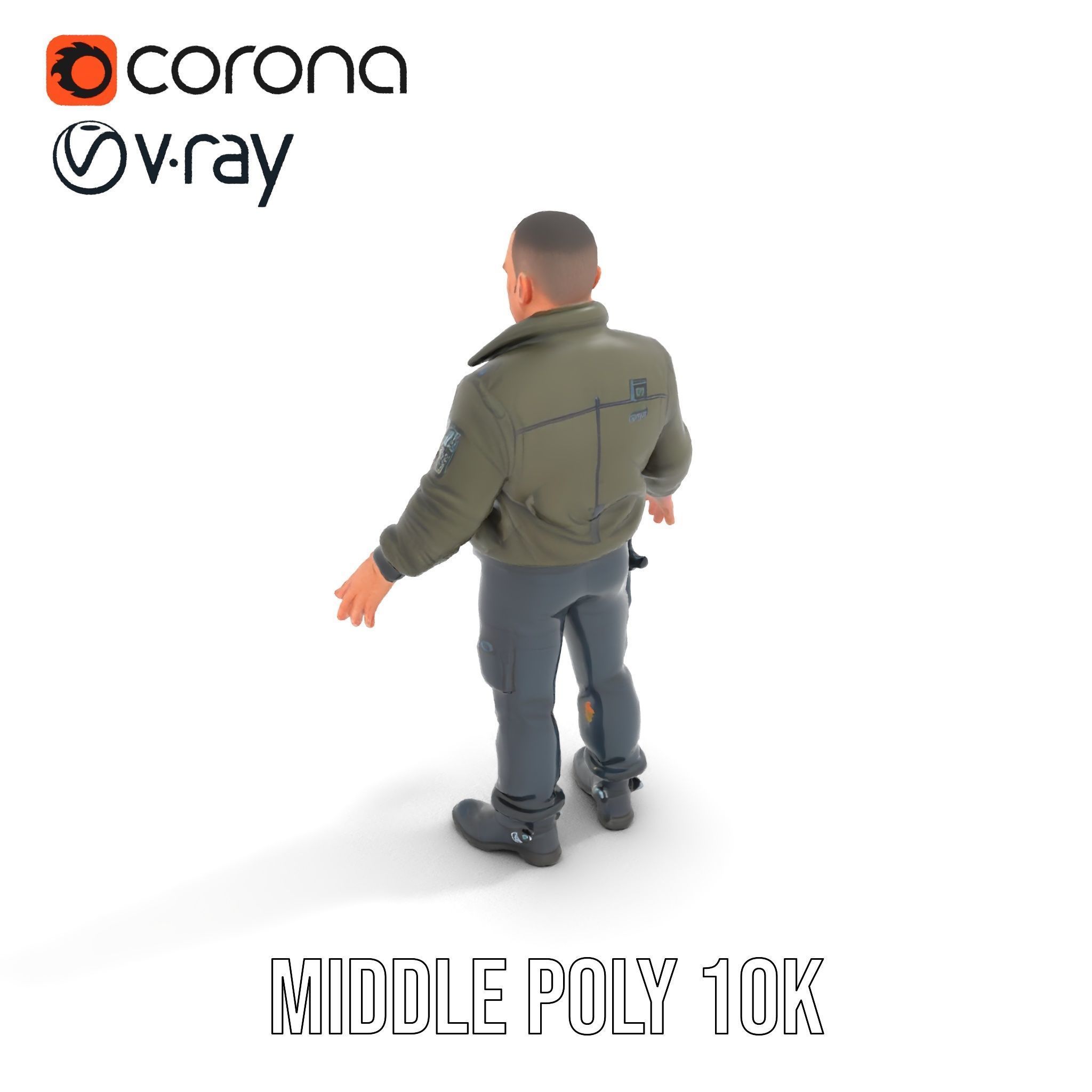 Military Operative Rigged and Animated D Character Model Low-poly 3D model_5