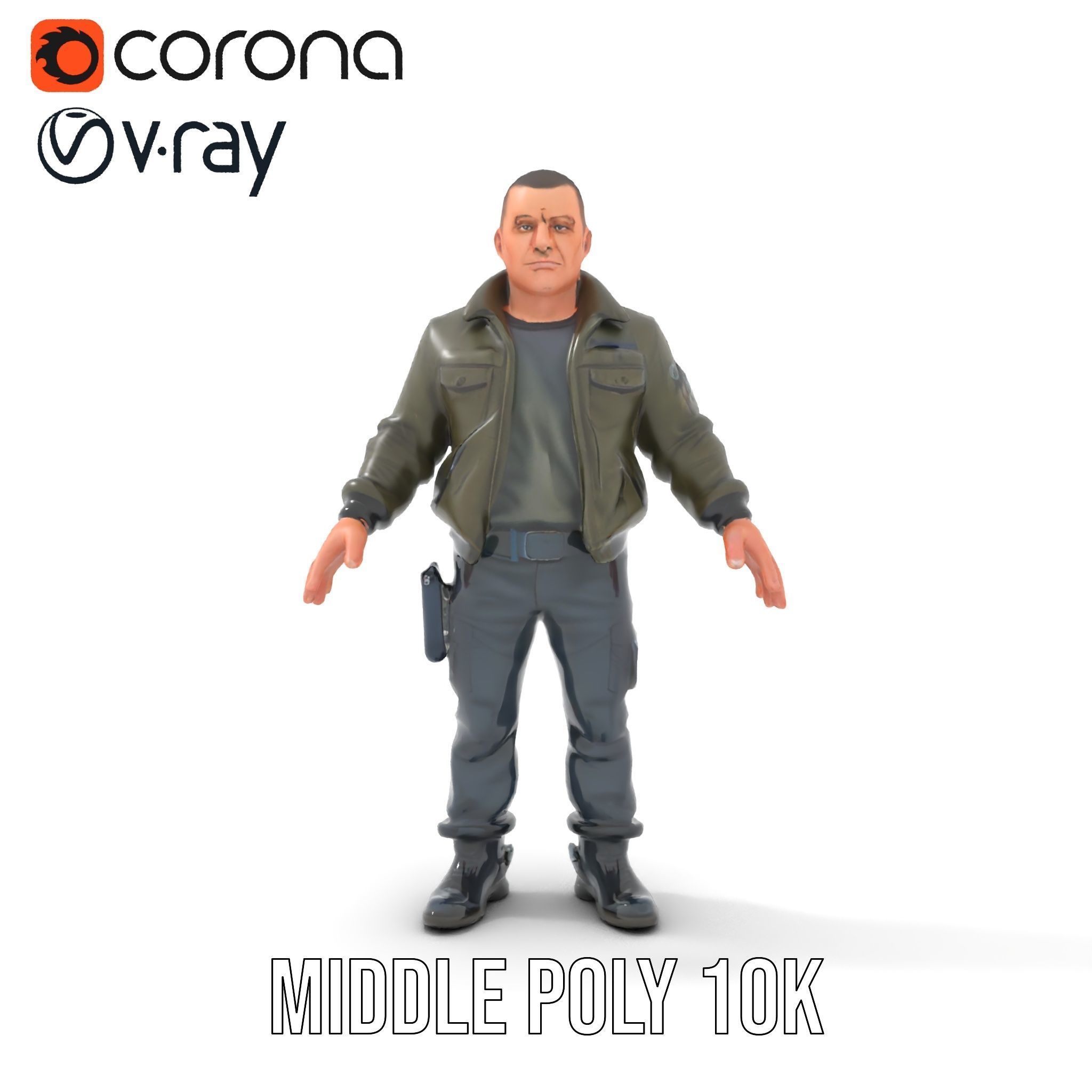 Military Operative Rigged and Animated D Character Model Low-poly 3D model_20