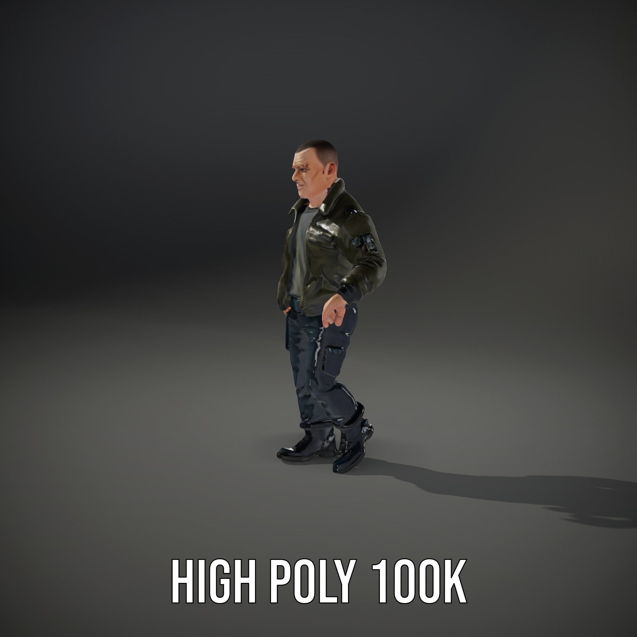 Military Operative Rigged and Animated D Character Model Low-poly 3D model_31