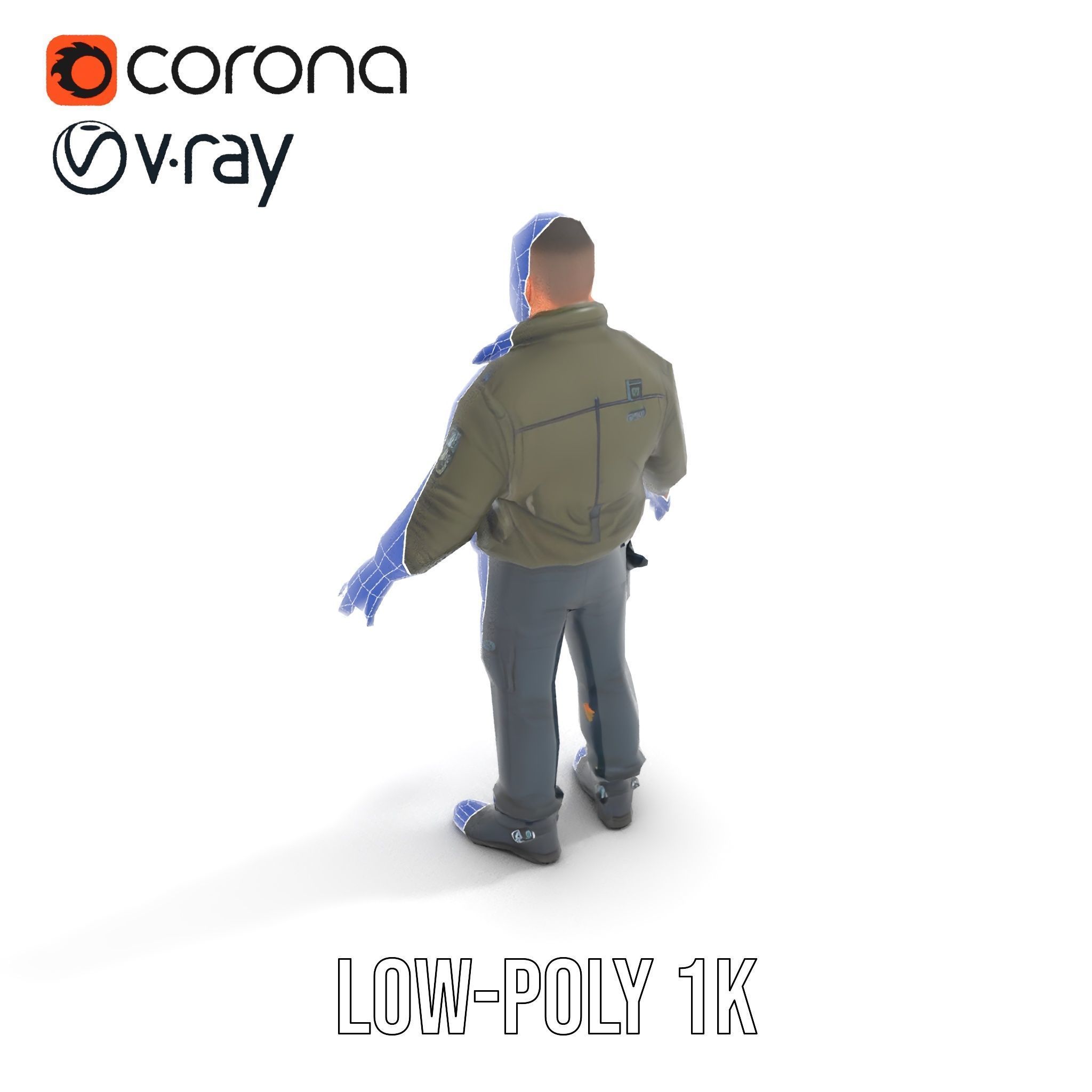 Military Operative Rigged and Animated D Character Model Low-poly 3D model_8