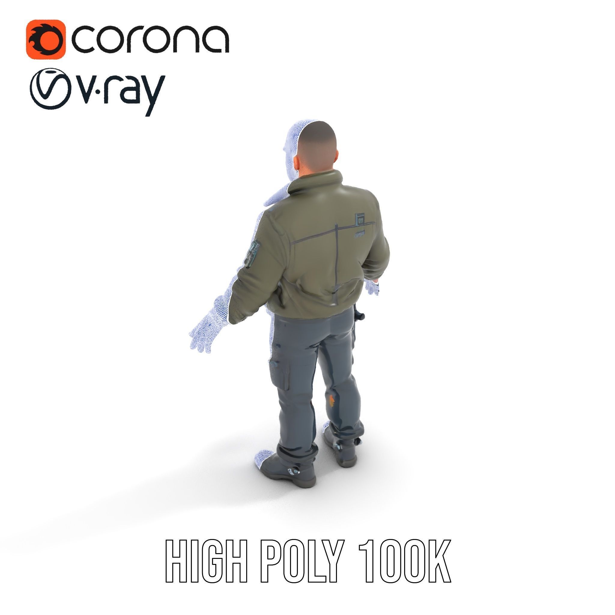 Military Operative Rigged and Animated D Character Model Low-poly 3D model_25