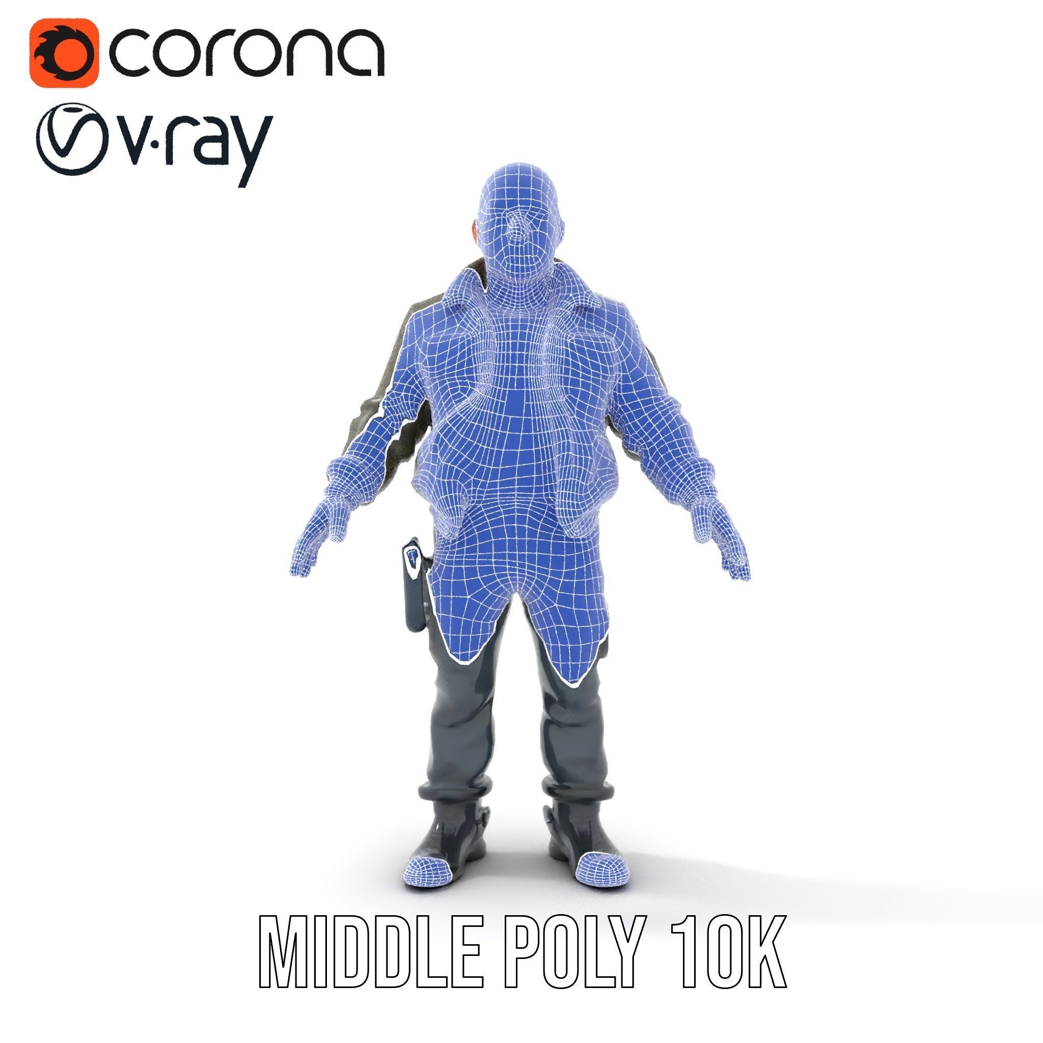 Military Operative Rigged and Animated D Character Model Low-poly 3D model_23