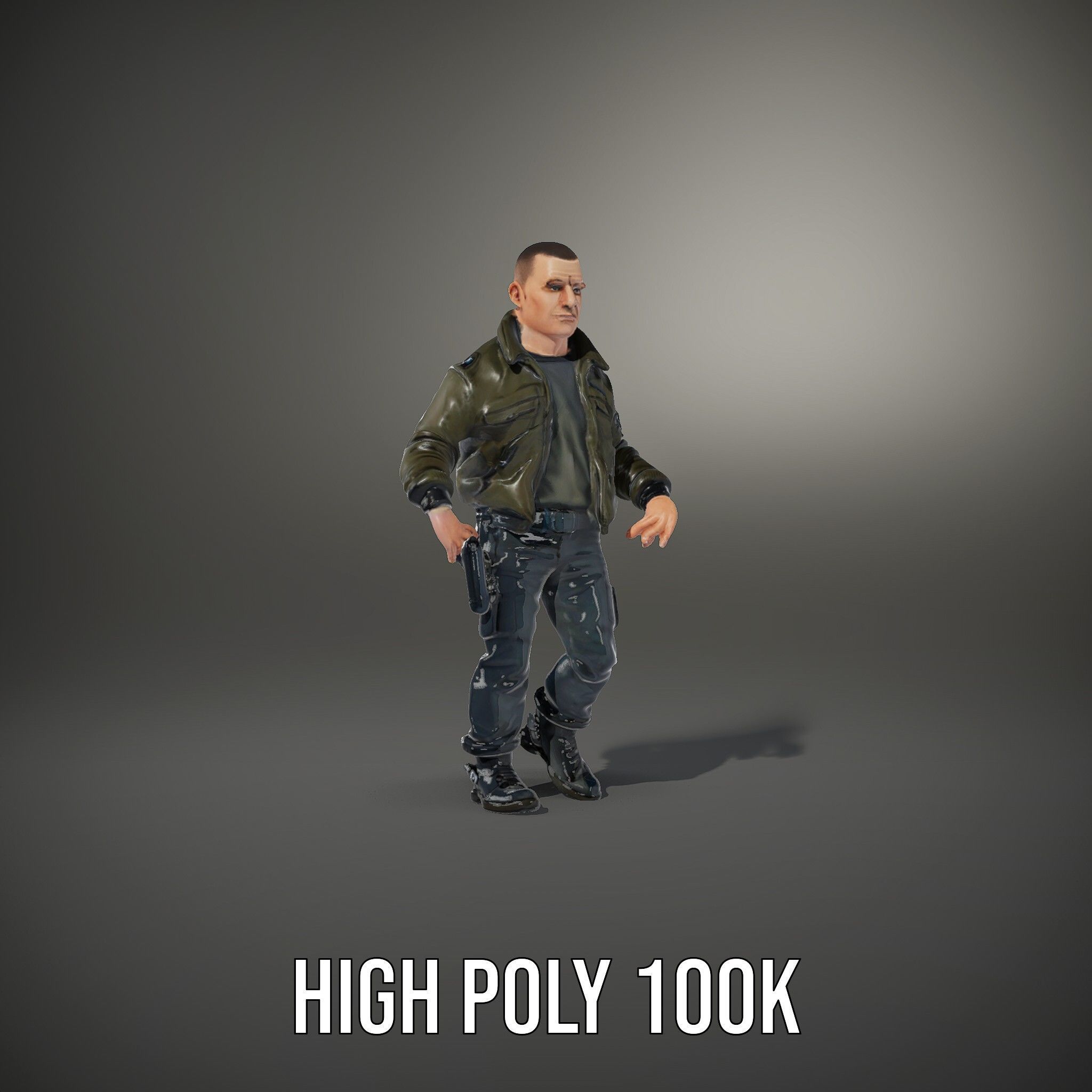 Military Operative Rigged and Animated D Character Model Low-poly 3D model_28