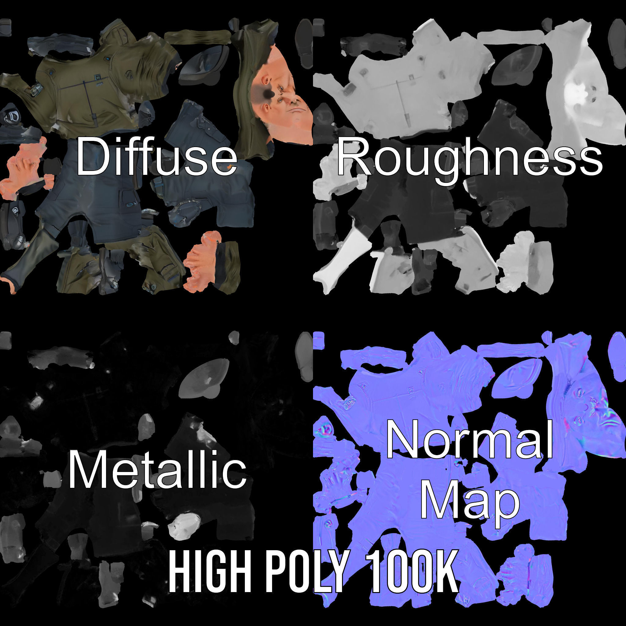 Military Operative Rigged and Animated D Character Model Low-poly 3D model_3