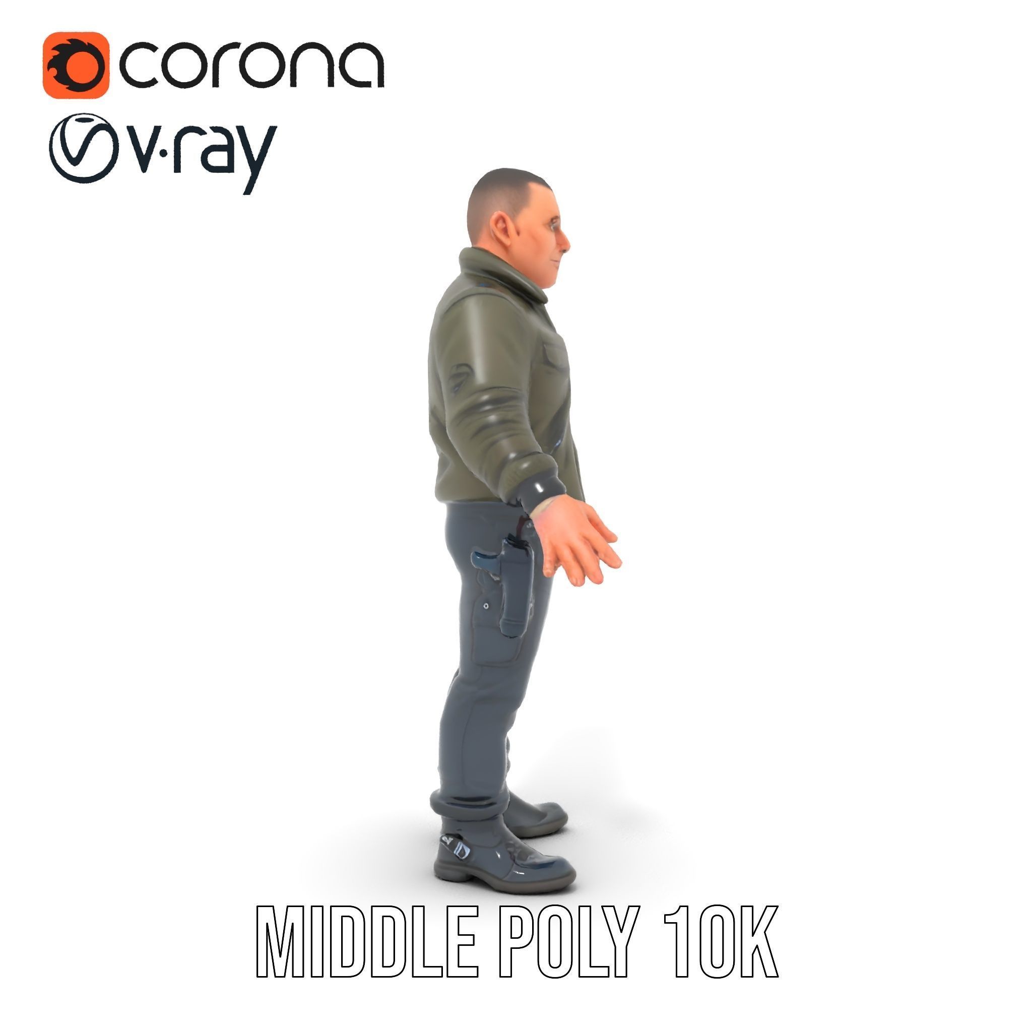 Military Operative Rigged and Animated D Character Model Low-poly 3D model_26