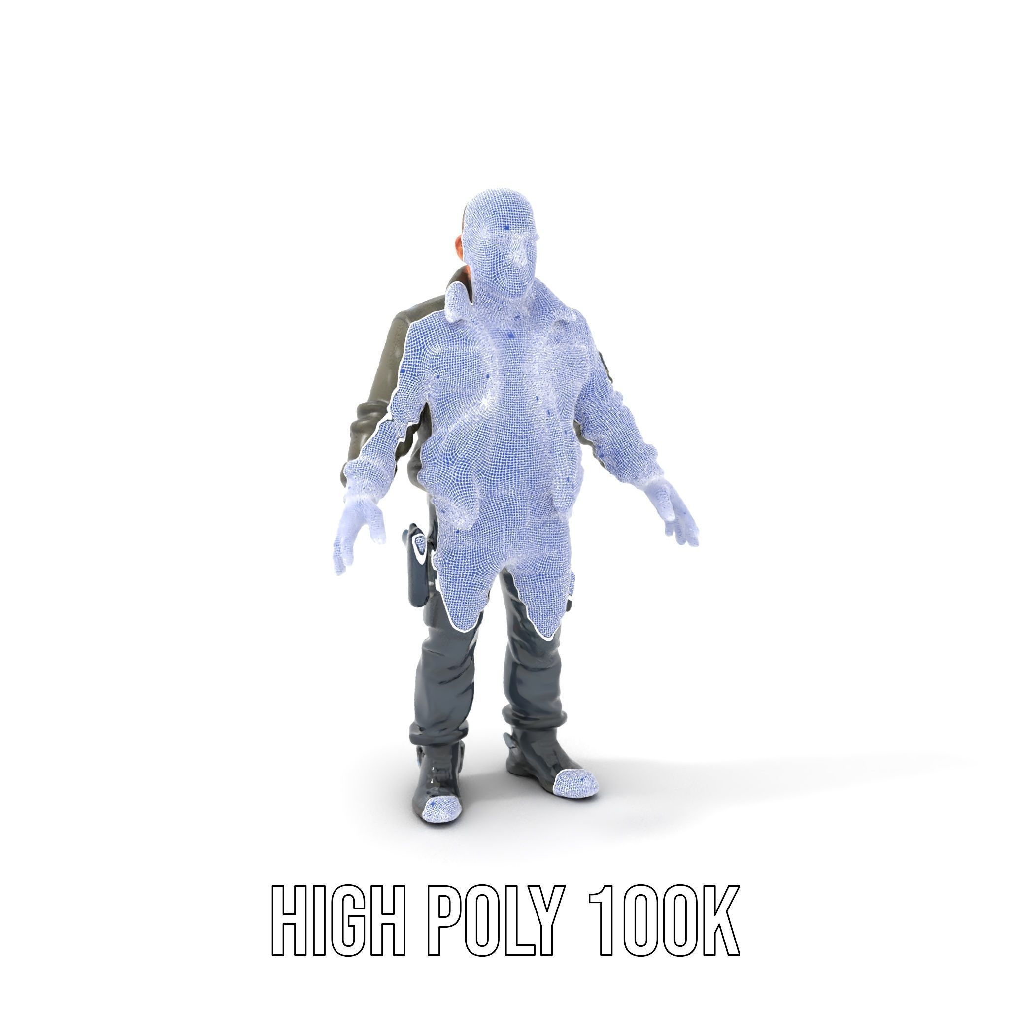 Military Operative Rigged and Animated D Character Model Low-poly 3D model_4