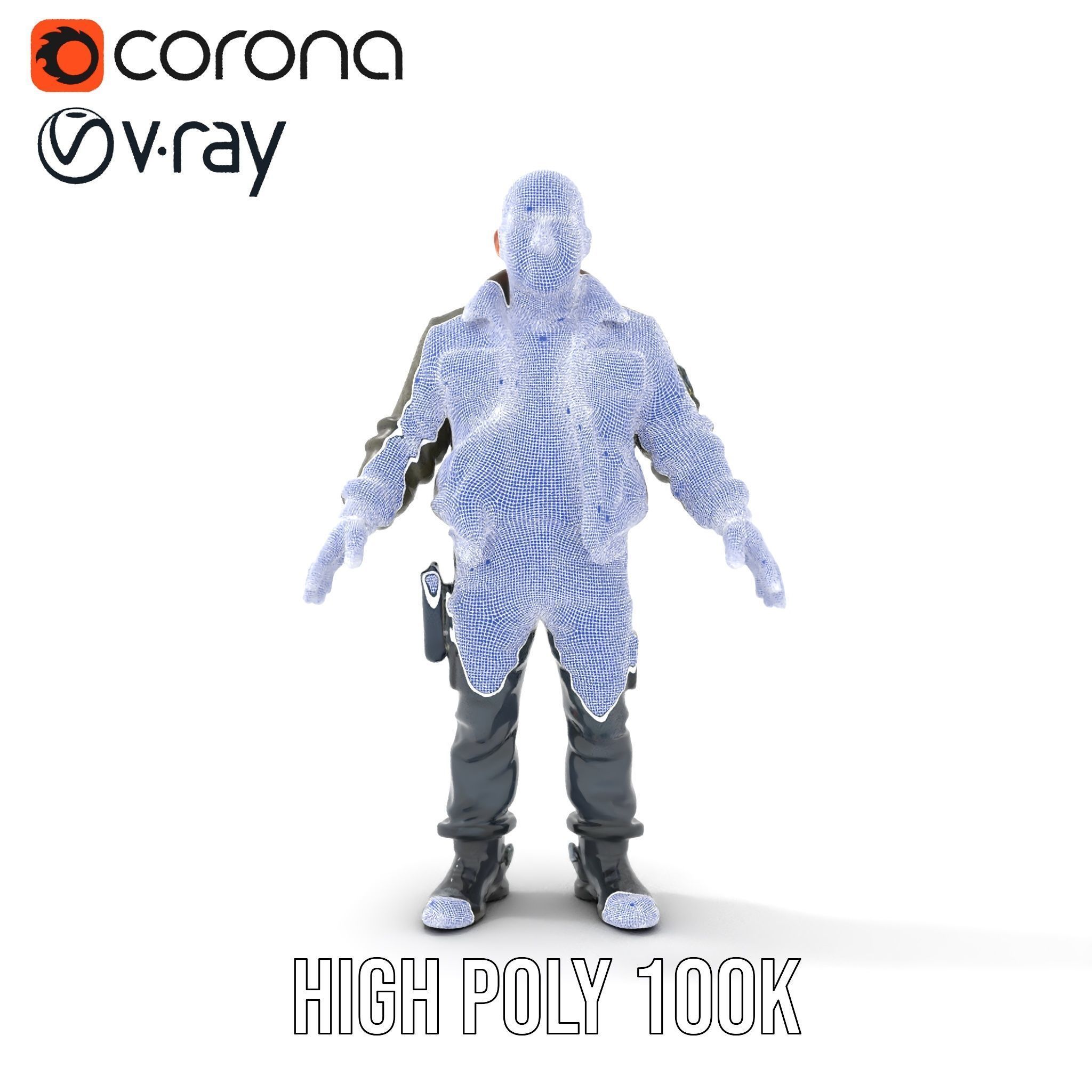 Military Operative Rigged and Animated D Character Model Low-poly 3D model_36