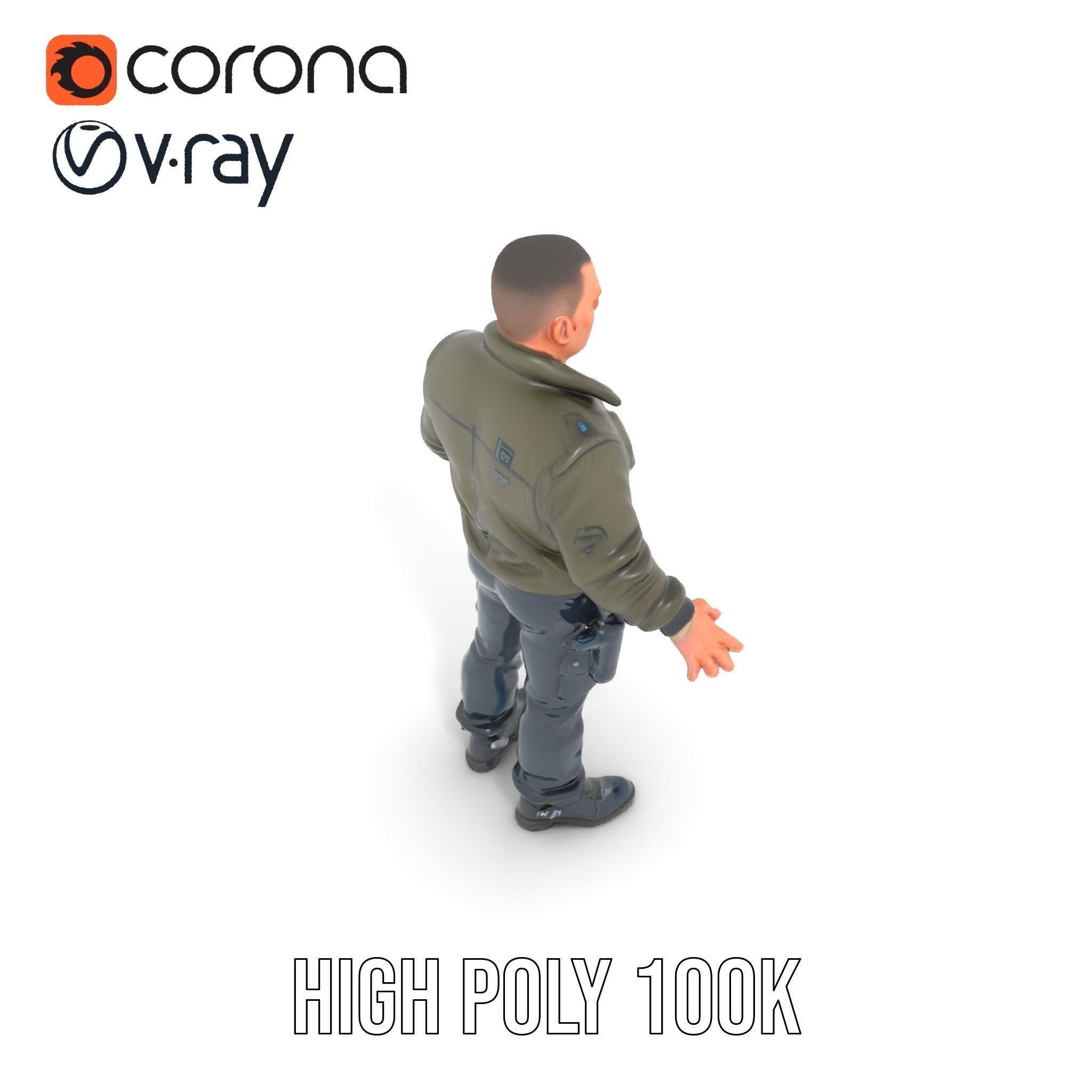 Military Operative Rigged and Animated D Character Model Low-poly 3D model_14