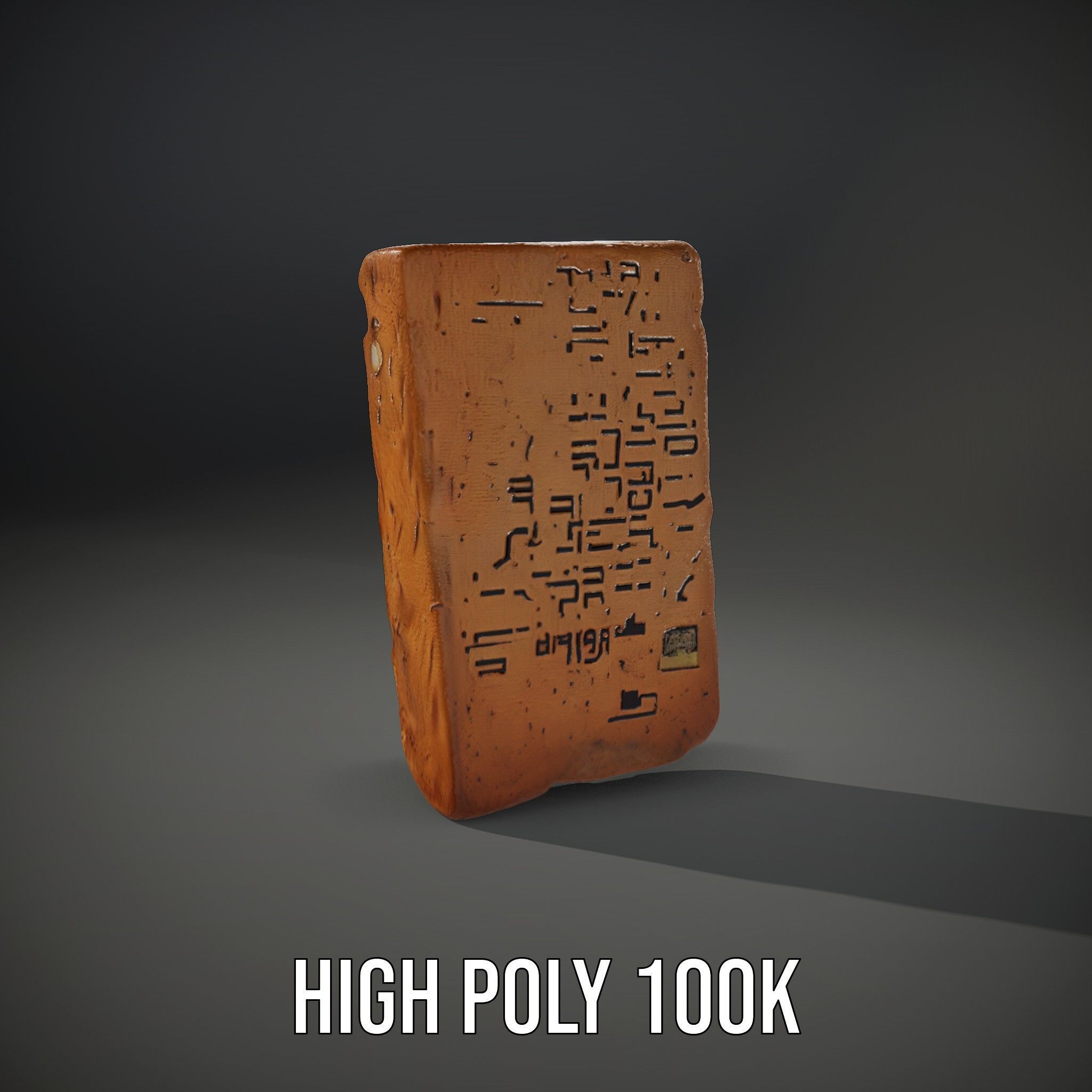Ancient Clay Tablet Model Pack with Engravings Low-poly 3D model_23