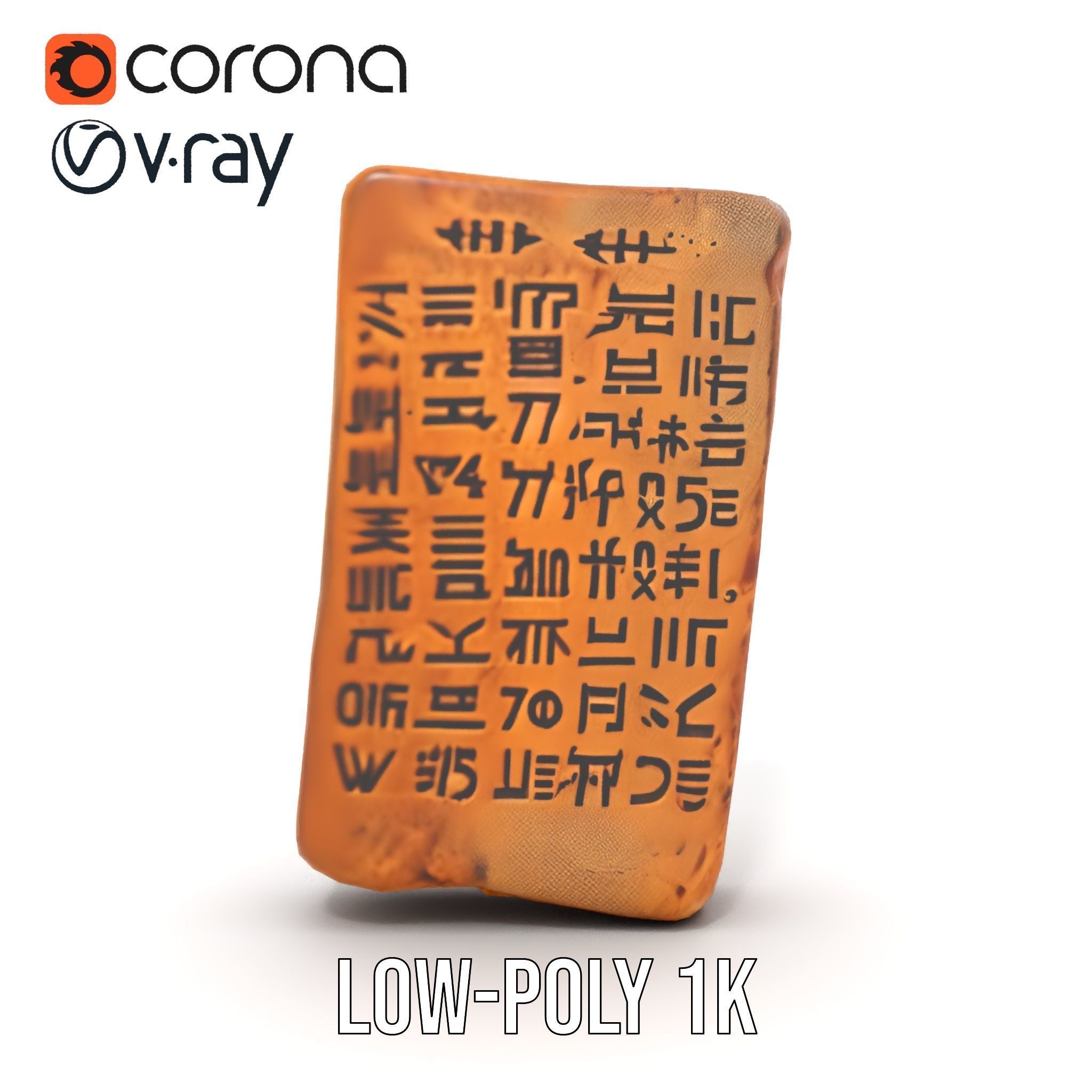 Ancient Clay Tablet Model Pack with Engravings Low-poly 3D model_16
