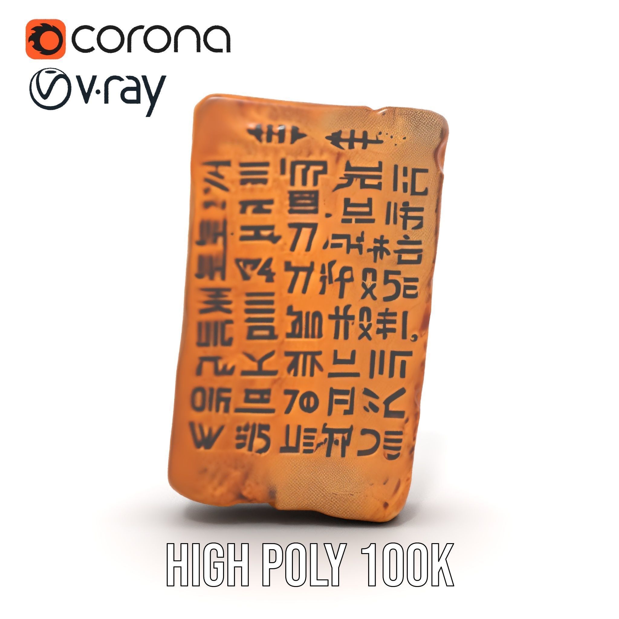 Ancient Clay Tablet Model Pack with Engravings Low-poly 3D model_26