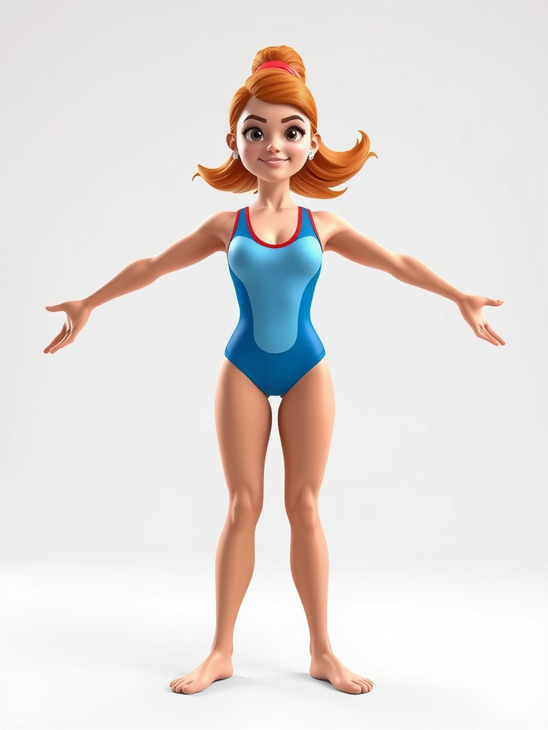 Animated Rigged D Cheerleader Character Model Low-poly 3D model_2