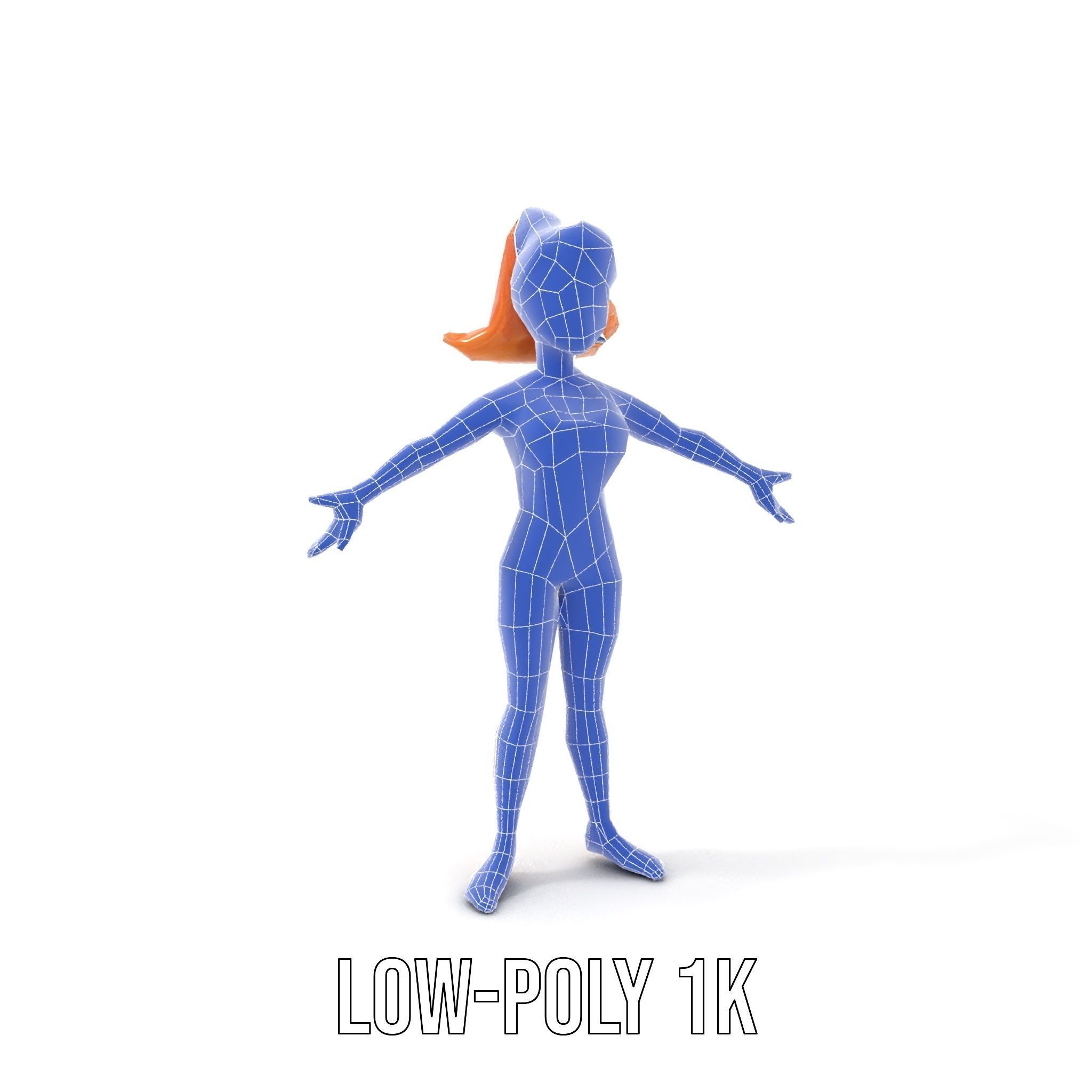 Animated Rigged D Cheerleader Character Model Low-poly 3D model_16