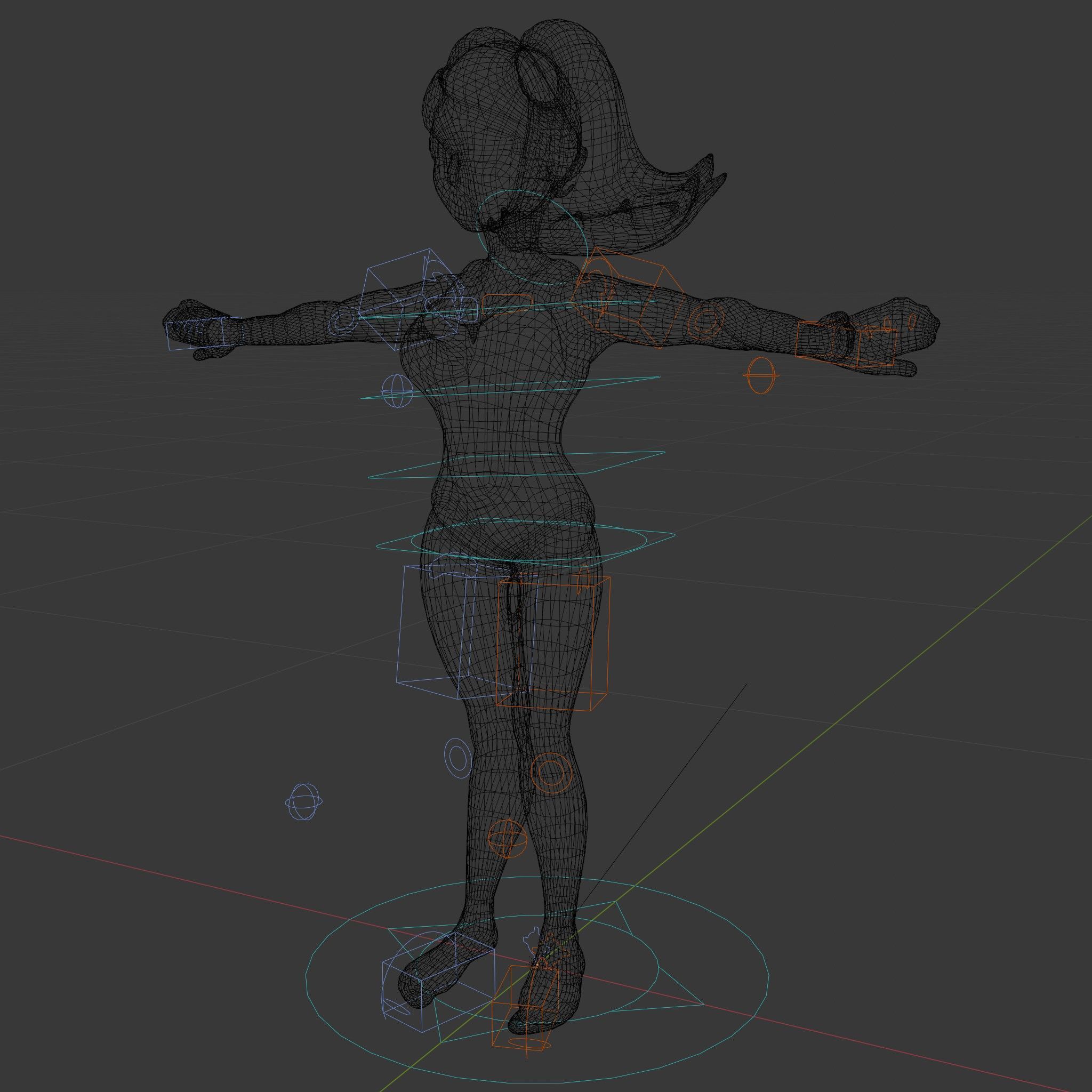 Animated Rigged D Cheerleader Character Model Low-poly 3D model_5