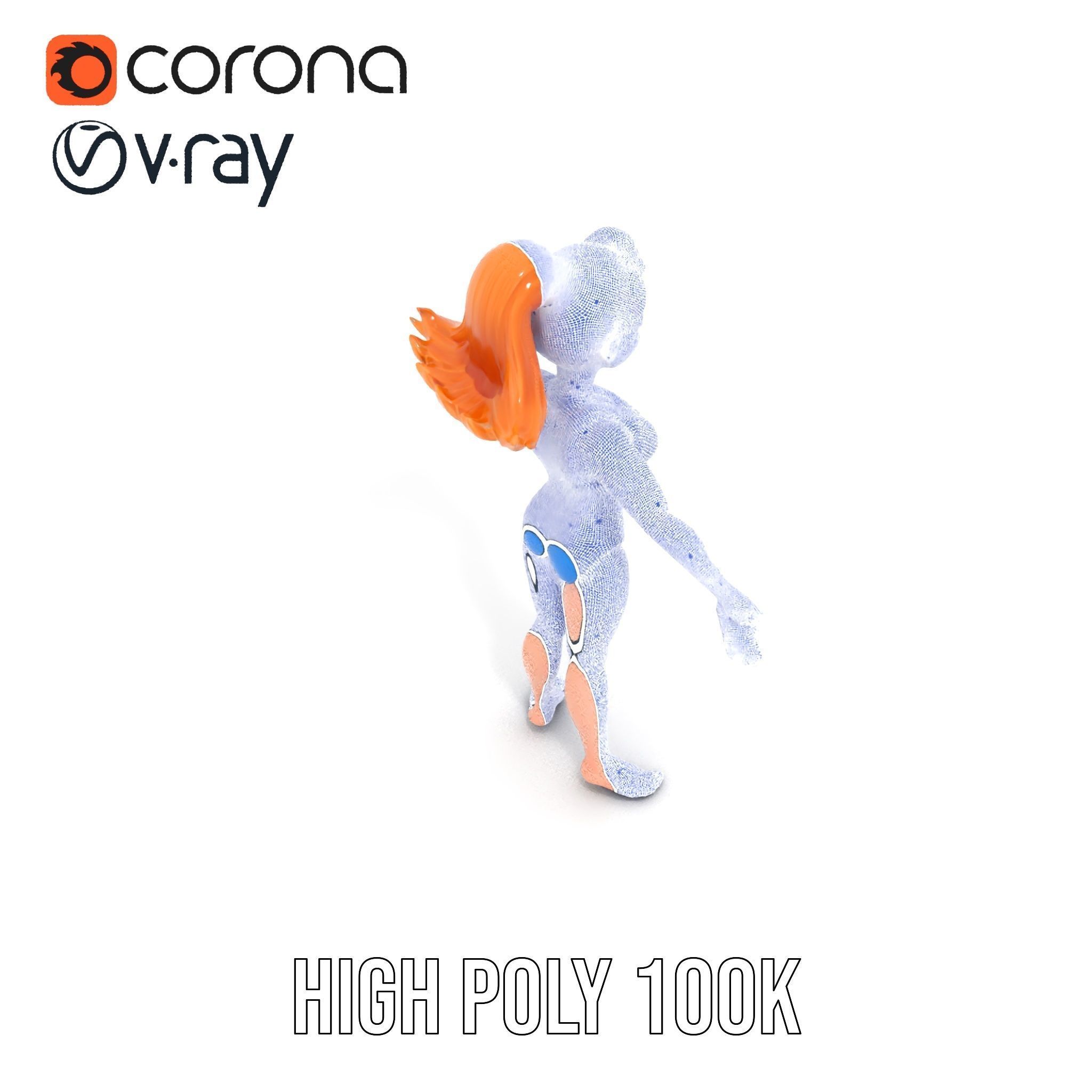 Animated Rigged D Cheerleader Character Model Low-poly 3D model_28