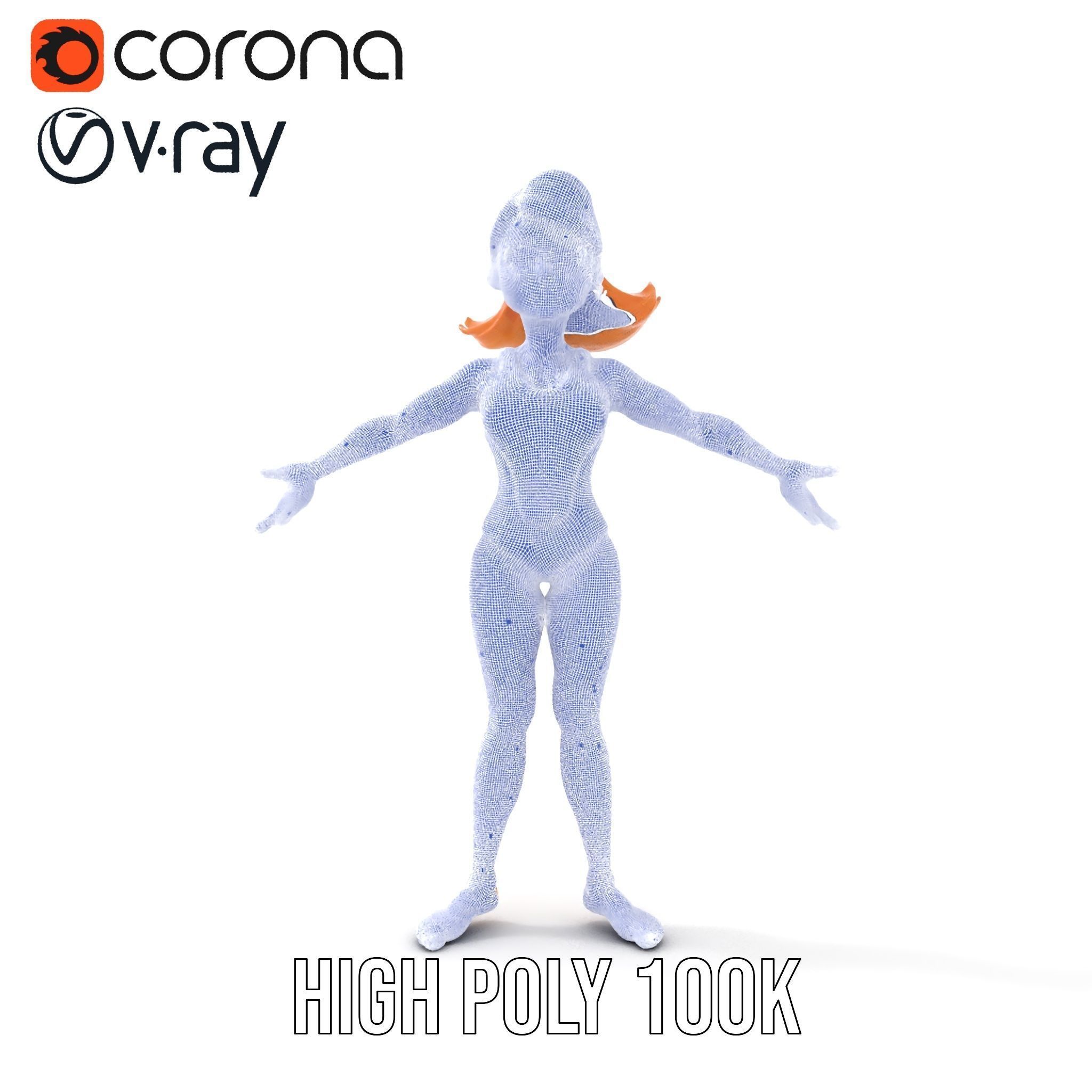 Animated Rigged D Cheerleader Character Model Low-poly 3D model_35