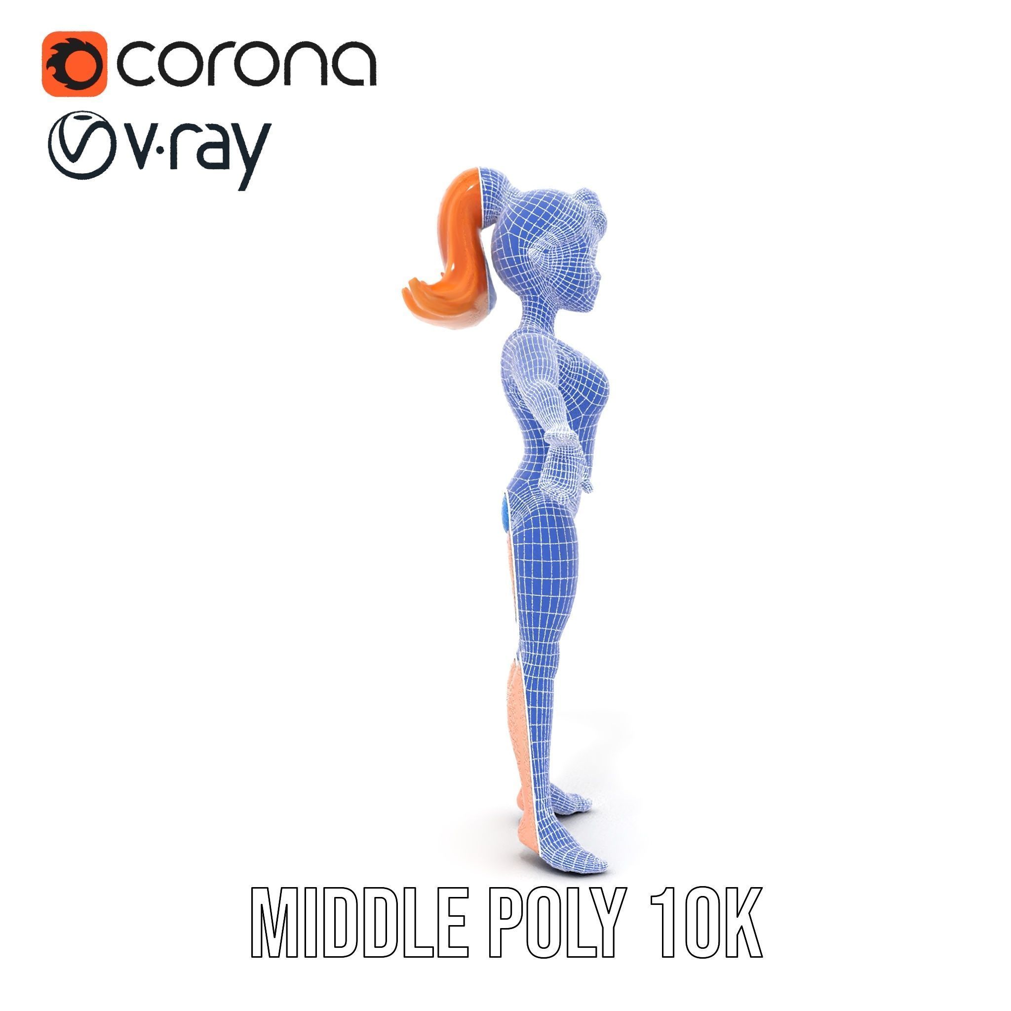 Animated Rigged D Cheerleader Character Model Low-poly 3D model_34