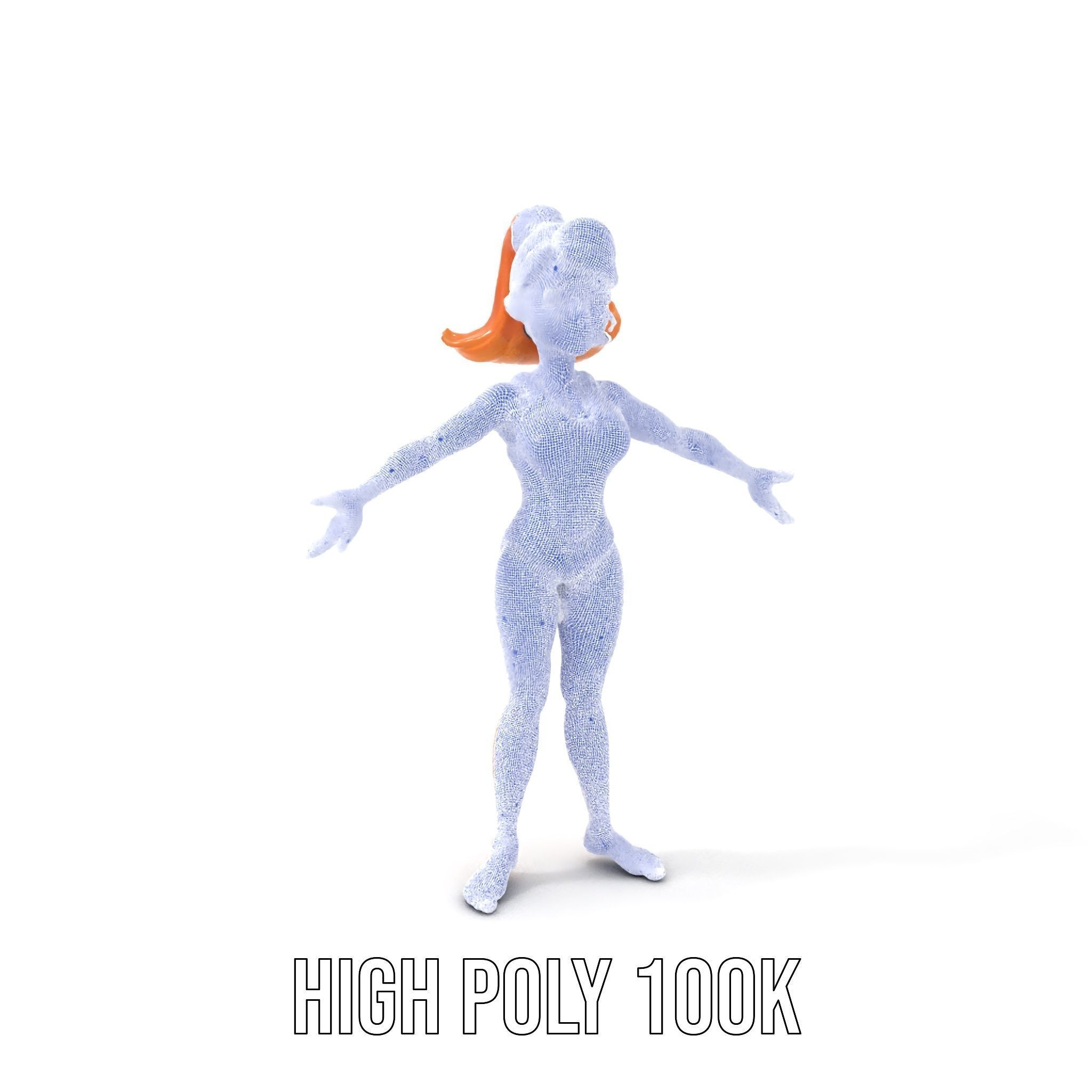 Animated Rigged D Cheerleader Character Model Low-poly 3D model_4