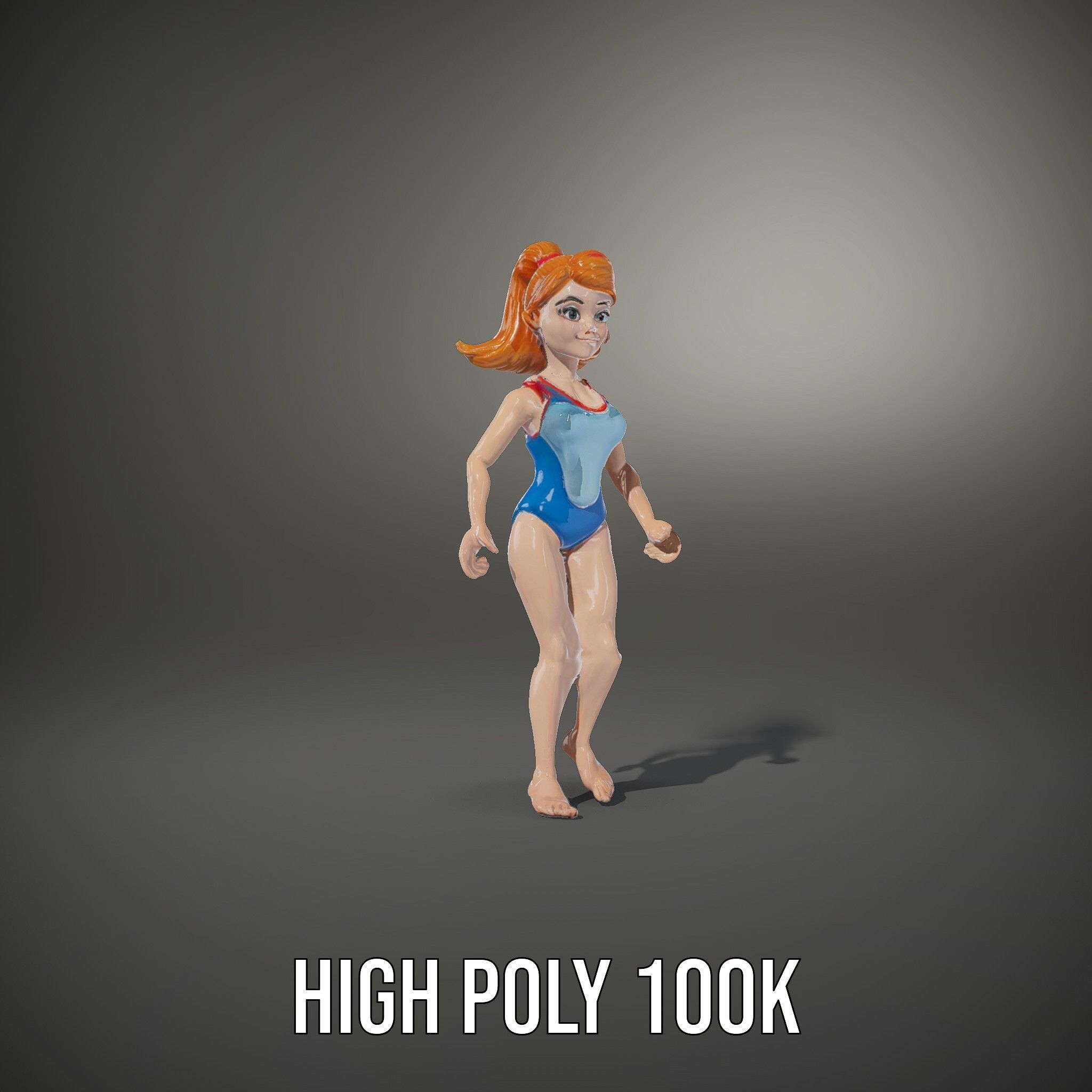 Animated Rigged D Cheerleader Character Model Low-poly 3D model_20